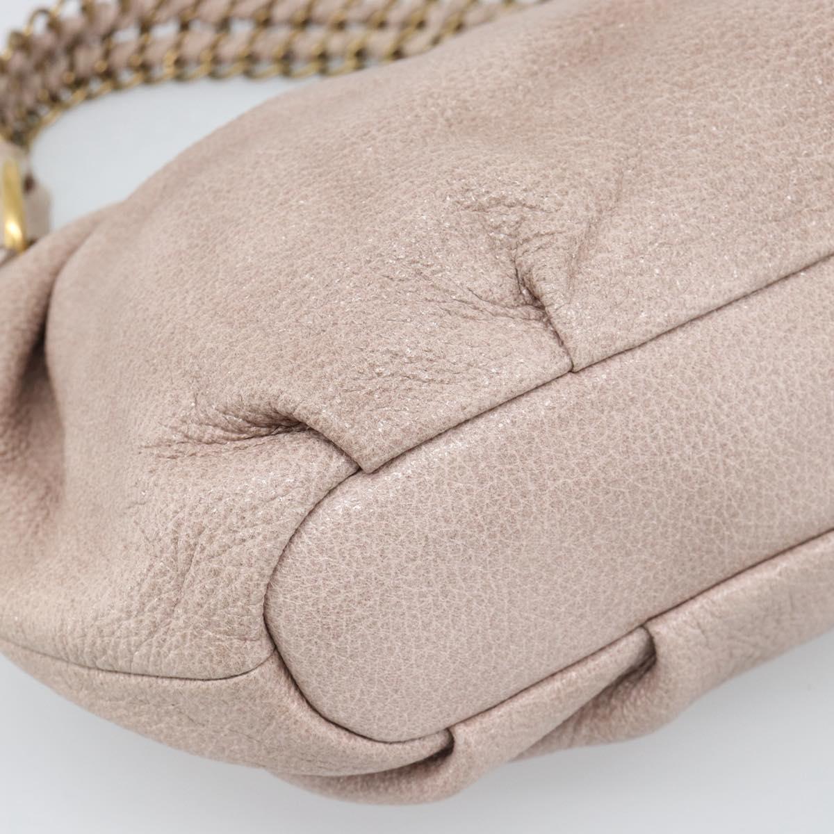 PRADA Chain Shoulder Bag Vittero Dino Leather Pink Gold Auth 189816A