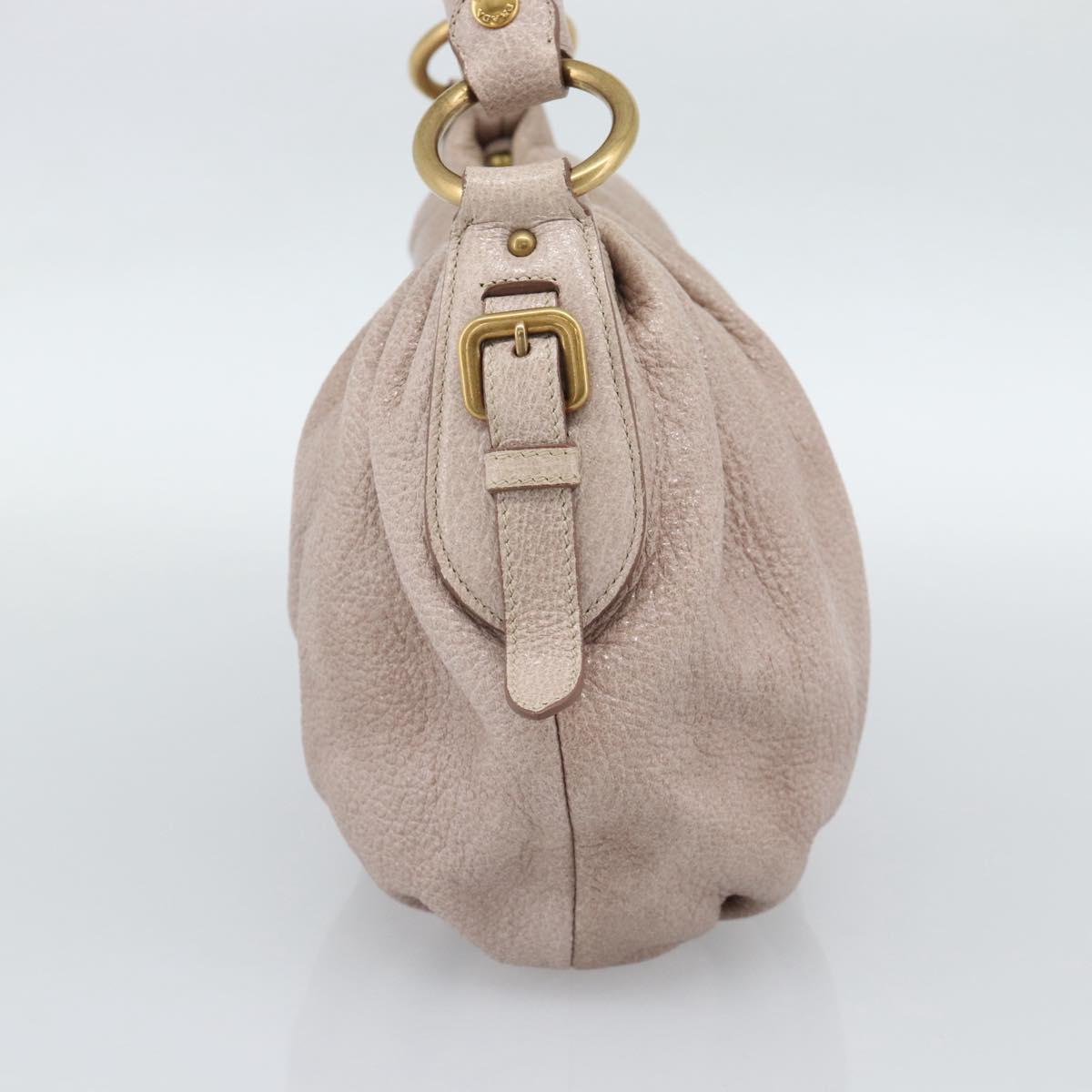 PRADA Chain Shoulder Bag Vittero Dino Leather Pink Gold Auth 189816A