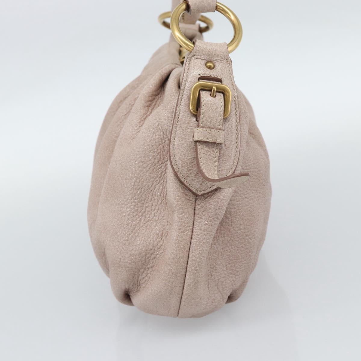 PRADA Chain Shoulder Bag Vittero Dino Leather Pink Gold Auth 189816A
