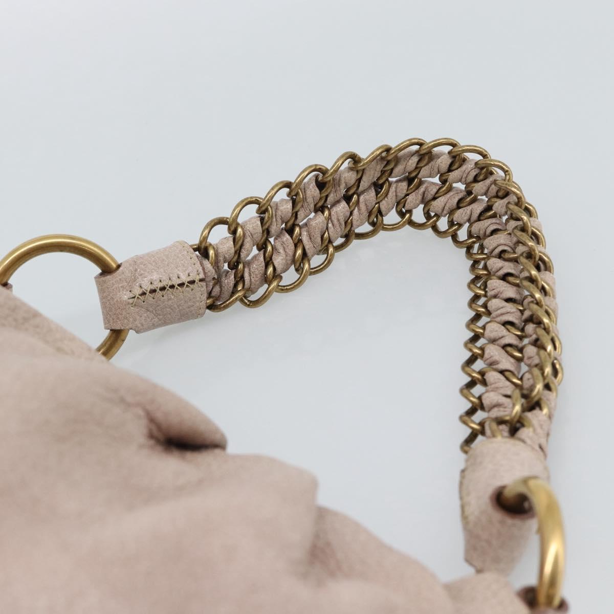 PRADA Chain Shoulder Bag Vittero Dino Leather Pink Gold Auth 189816A