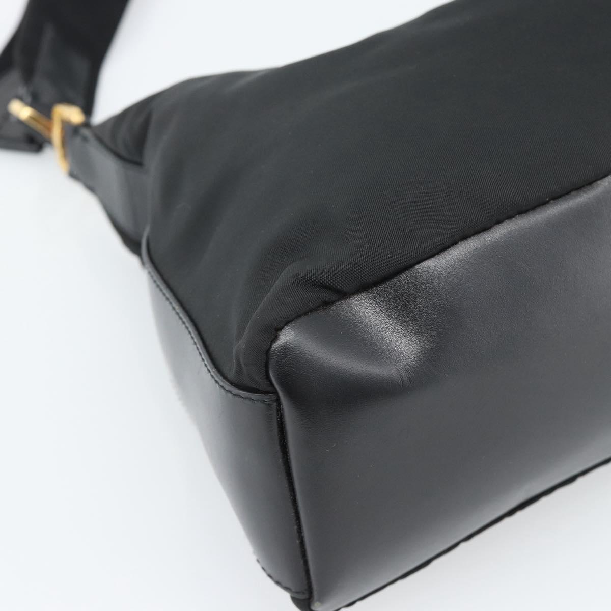 PRADA Chain Shoulder Bag Nylon Black Auth 189819A