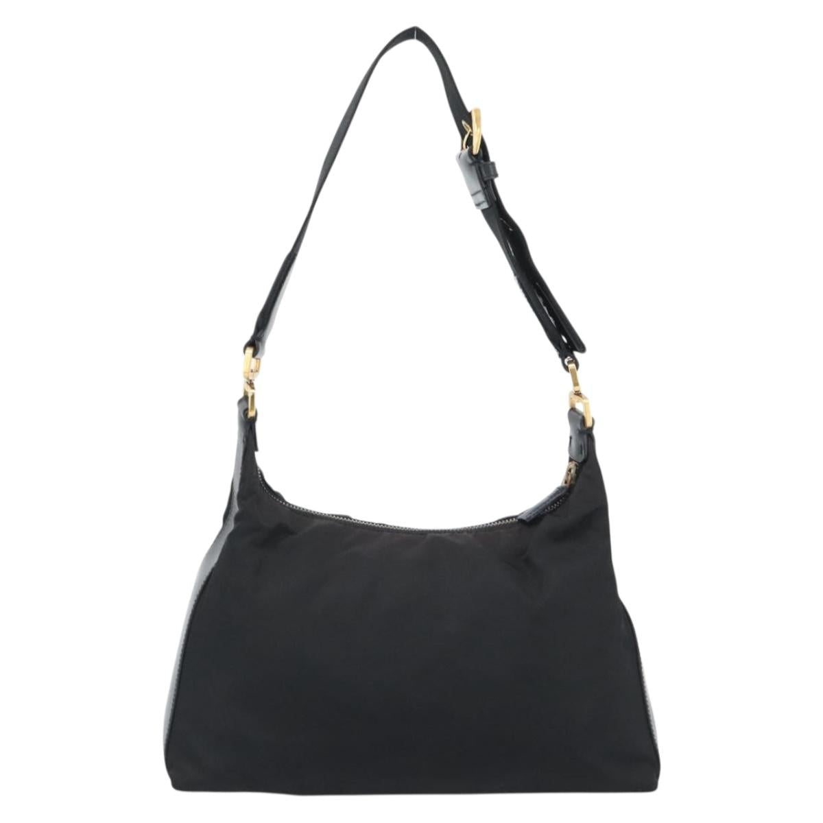 PRADA Chain Shoulder Bag Nylon Black Auth 189819A