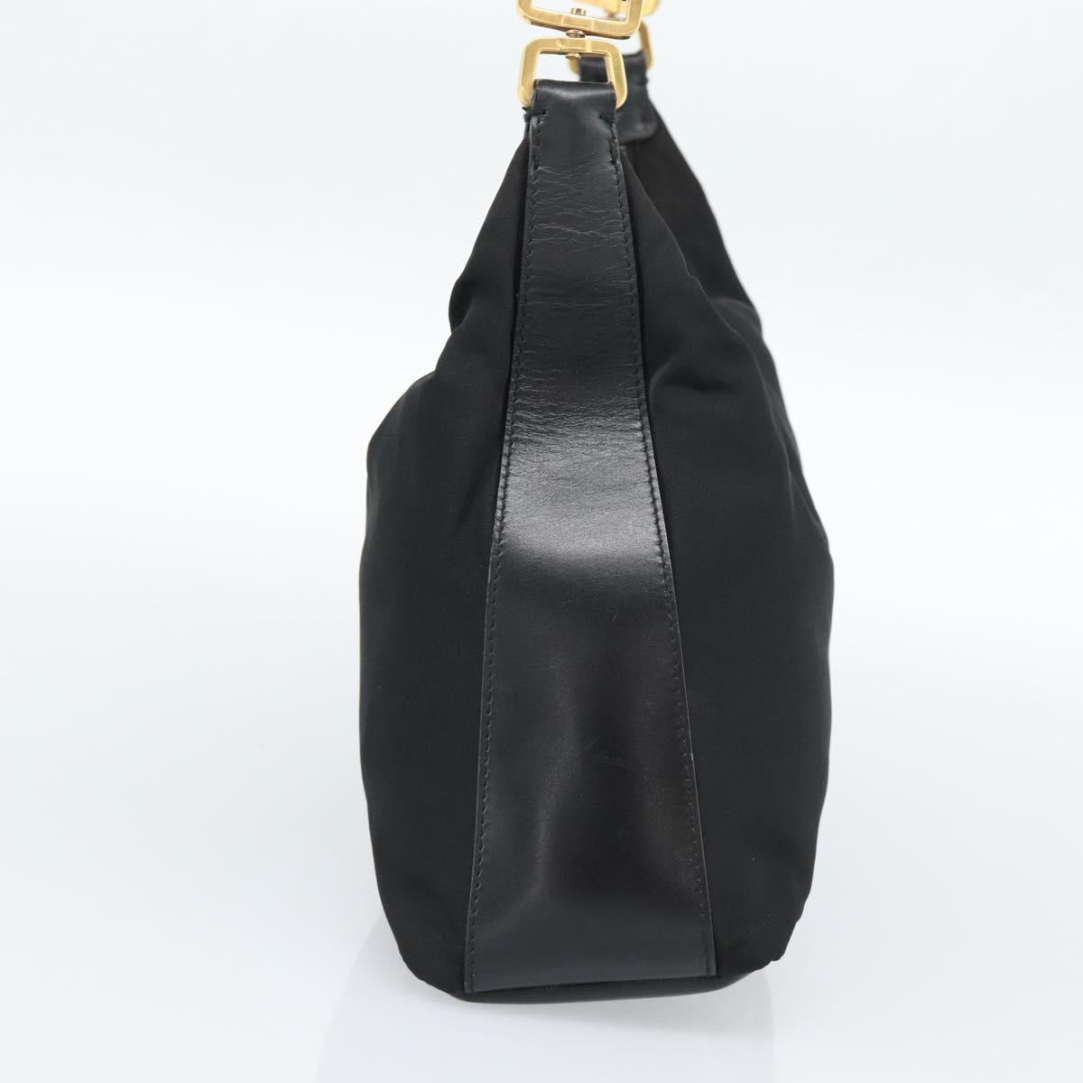 PRADA Chain Shoulder Bag Nylon Black Auth 189819A
