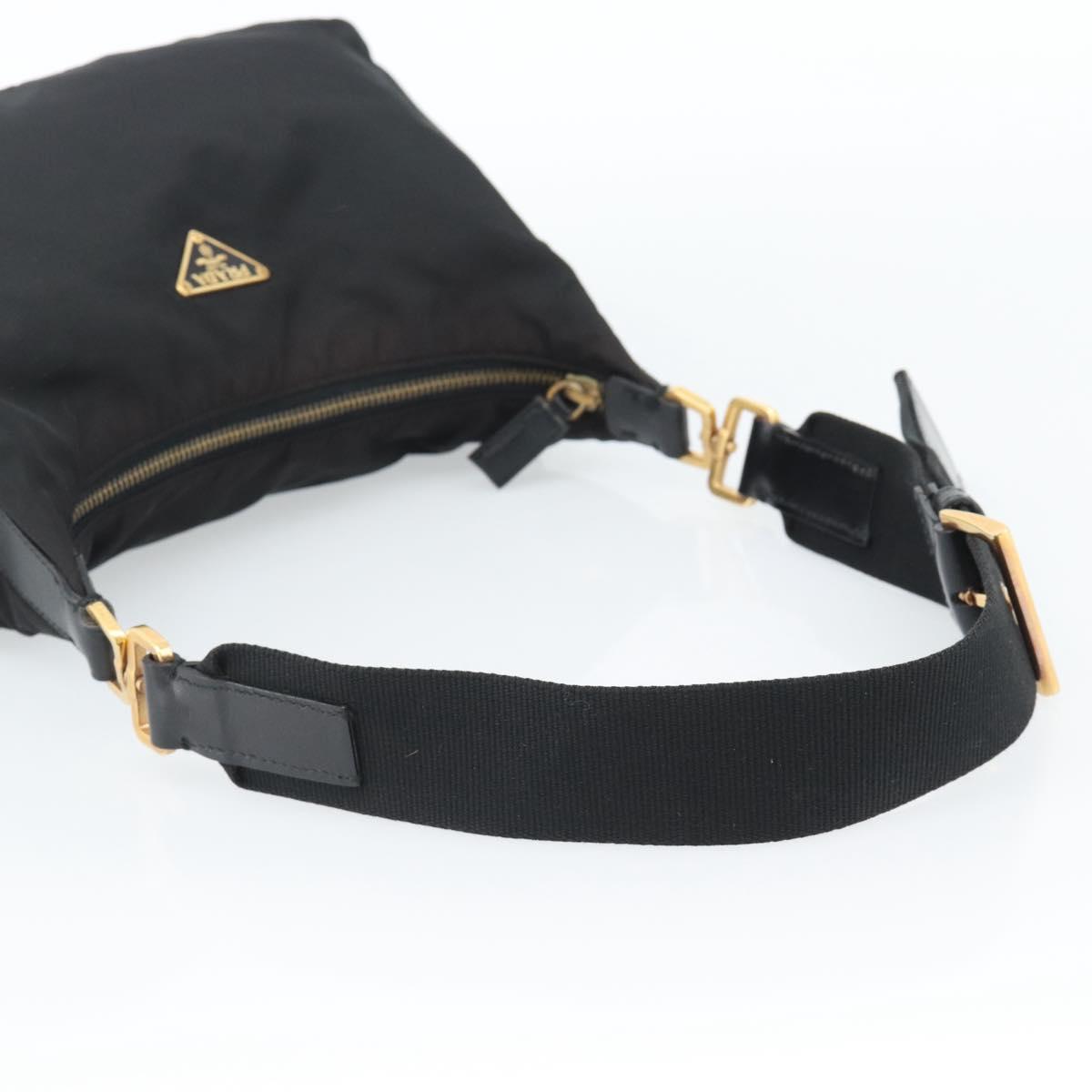 PRADA Chain Shoulder Bag Nylon Black Auth 189819A