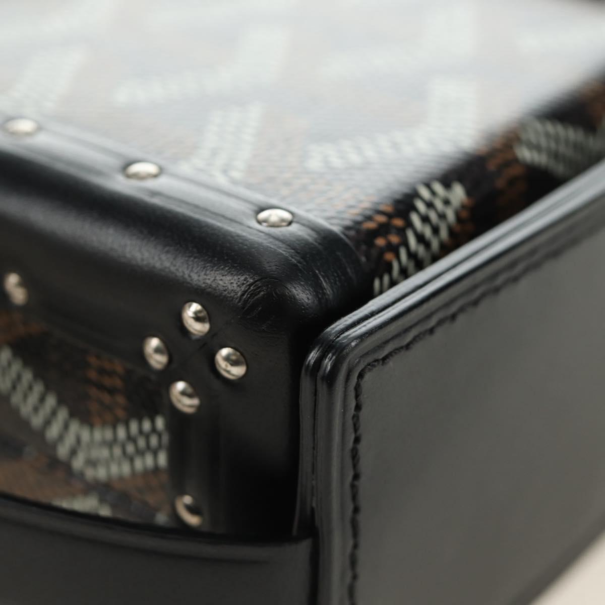 GOYARD Herringbone Minodiere Trunk Bag PVC Black Silver Auth 189823SM
