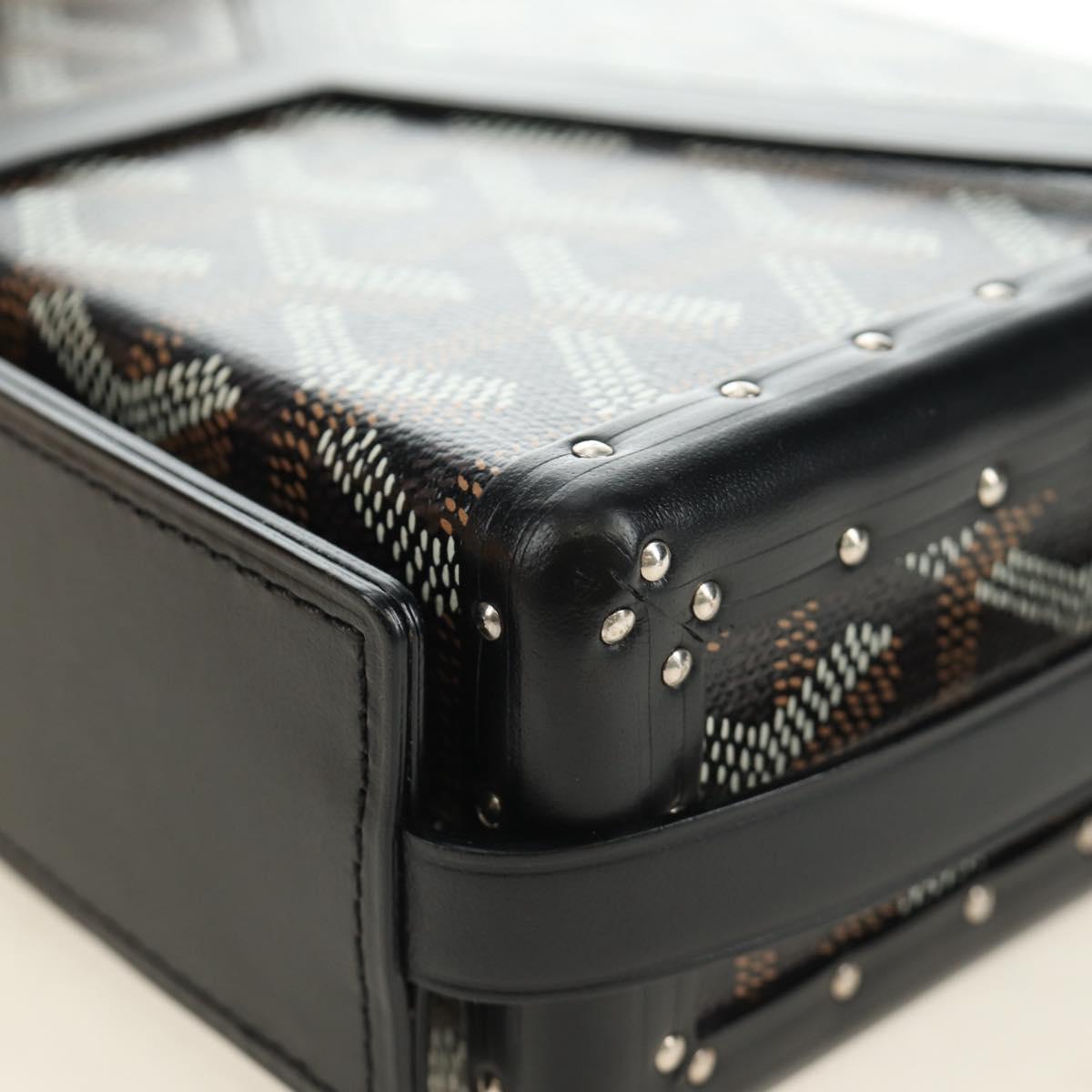 GOYARD Herringbone Minodiere Trunk Bag PVC Black Silver Auth 189823SM