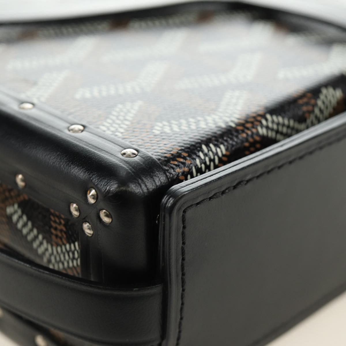 GOYARD Herringbone Minodiere Trunk Bag PVC Black Silver Auth 189823SM
