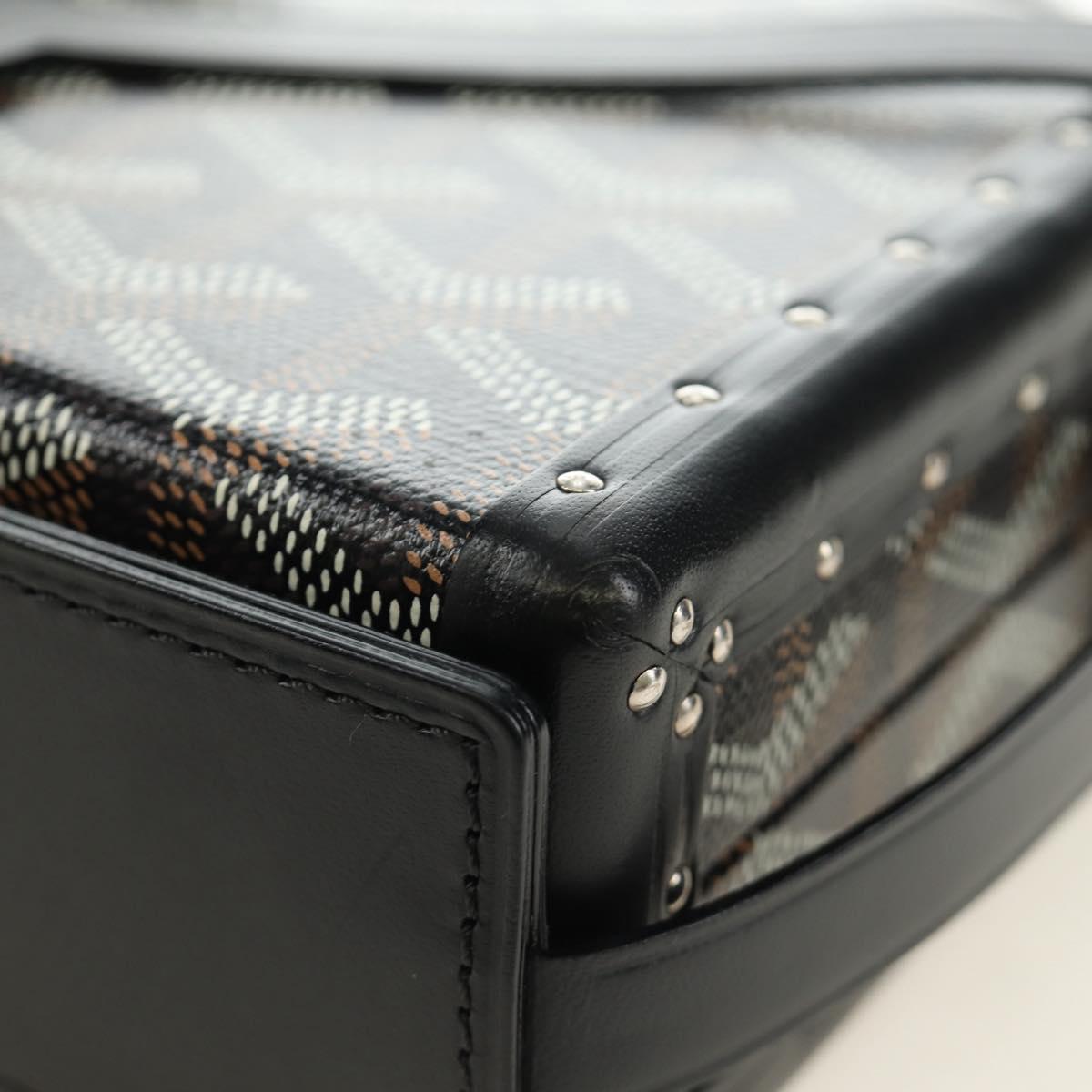 GOYARD Herringbone Minodiere Trunk Bag PVC Black Silver Auth 189823SM