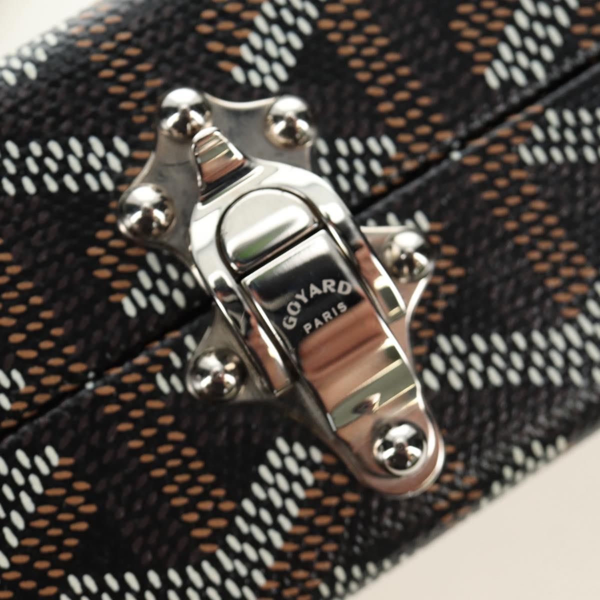 GOYARD Herringbone Minodiere Trunk Bag PVC Black Silver Auth 189823SM
