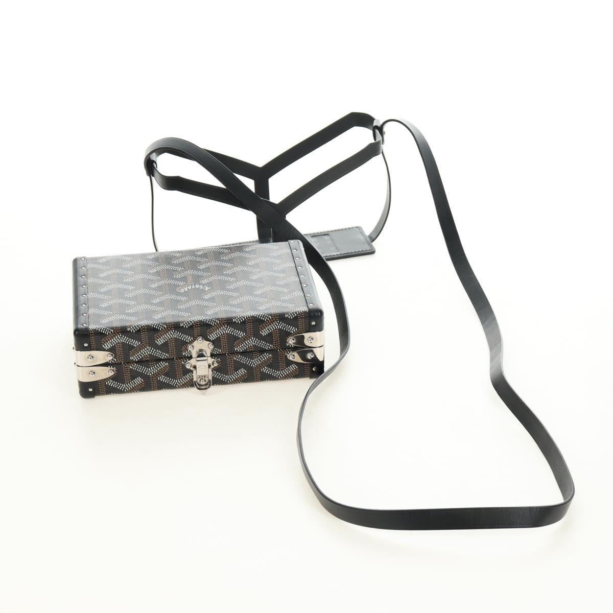 GOYARD Herringbone Minodiere Trunk Bag PVC Black Silver Auth 189823SM