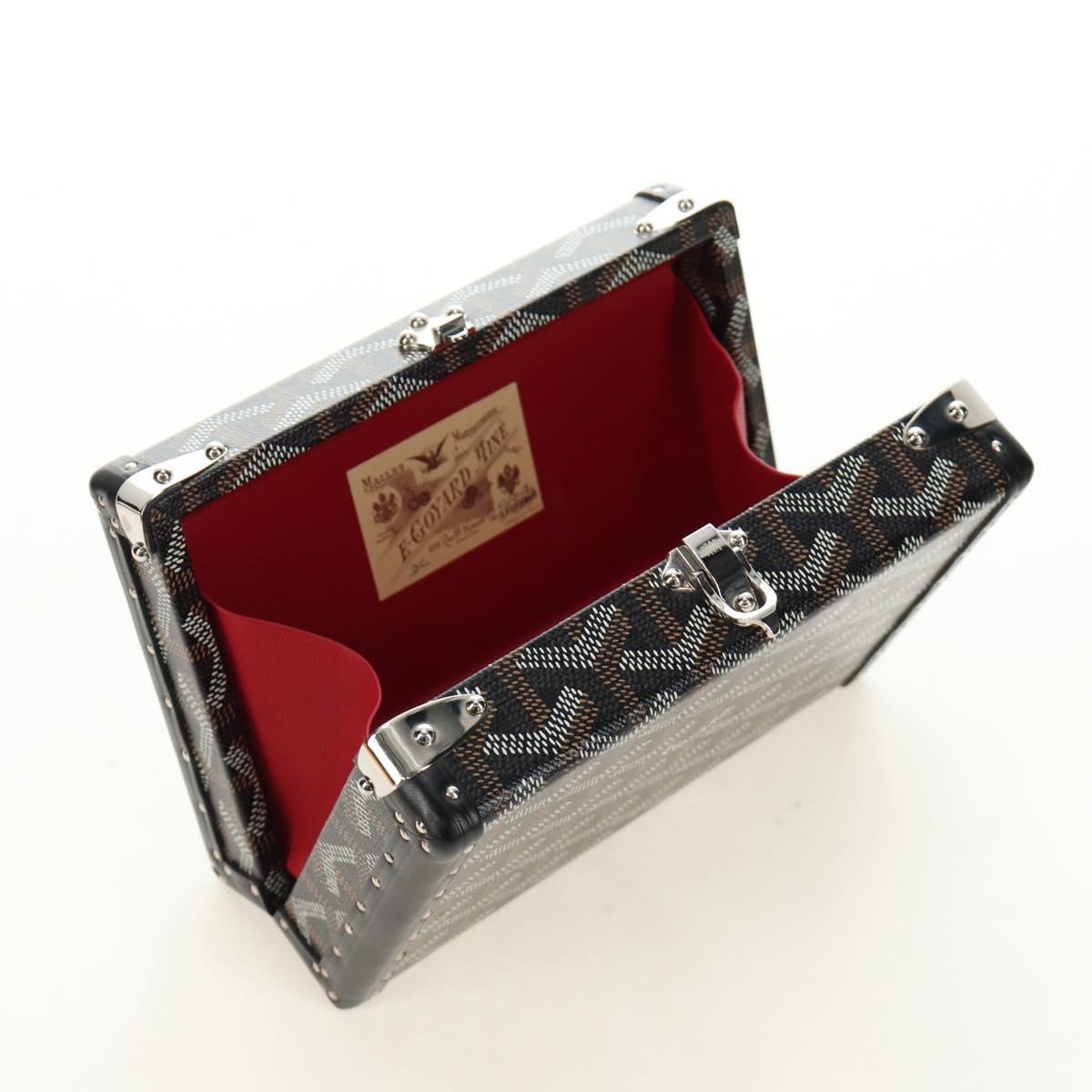 GOYARD Herringbone Minodiere Trunk Bag PVC Black Silver Auth 189823SM