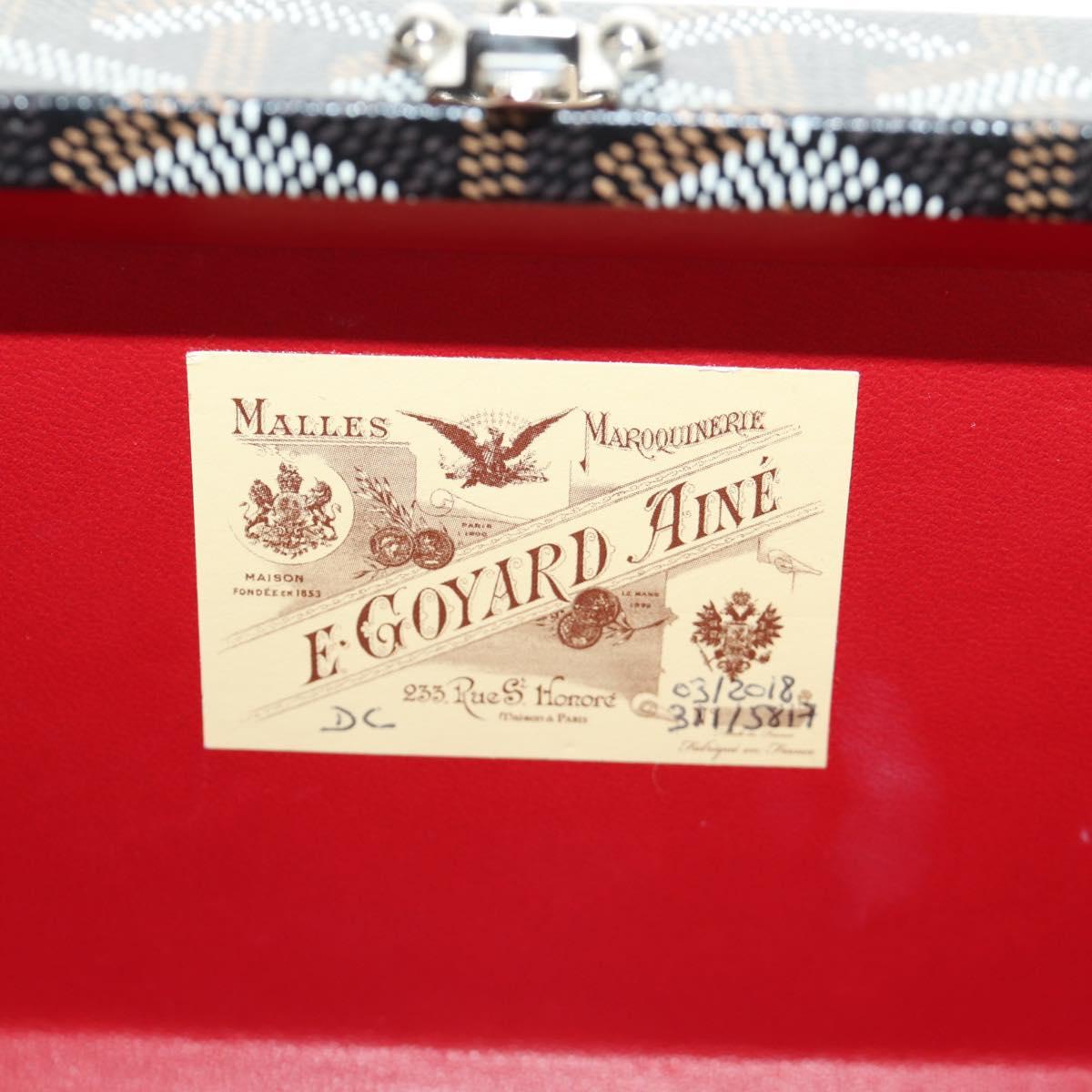 GOYARD Herringbone Minodiere Trunk Bag PVC Black Silver Auth 189823SM