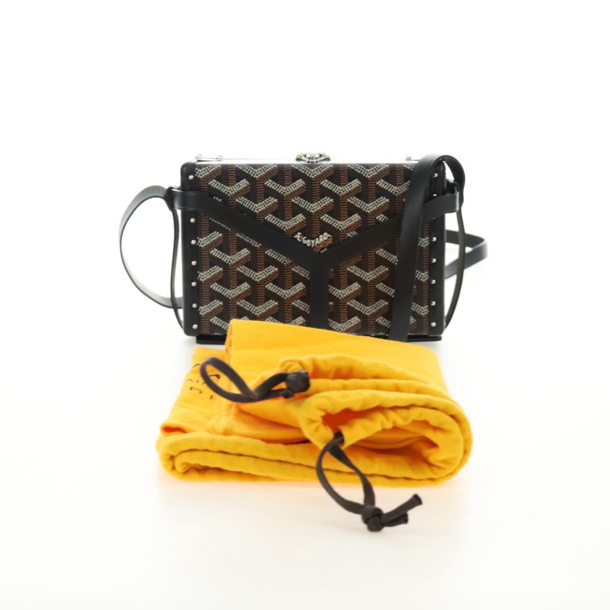 GOYARD Herringbone Minodiere Trunk Bag PVC Black Silver Auth 189823SM