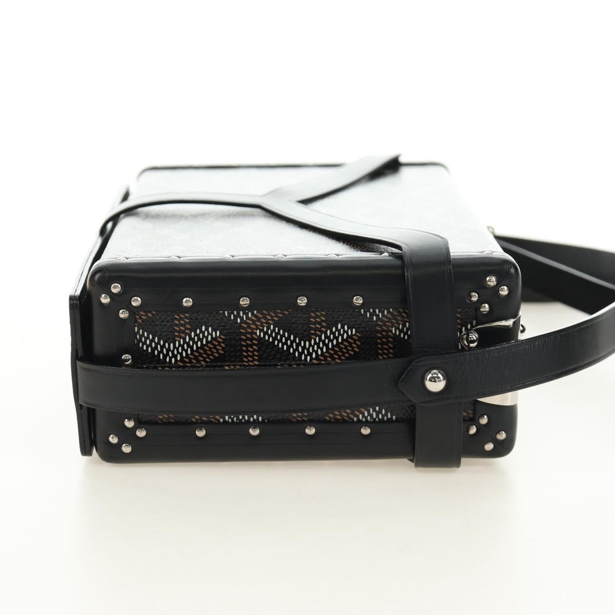 GOYARD Herringbone Minodiere Trunk Bag PVC Black Silver Auth 189823SM