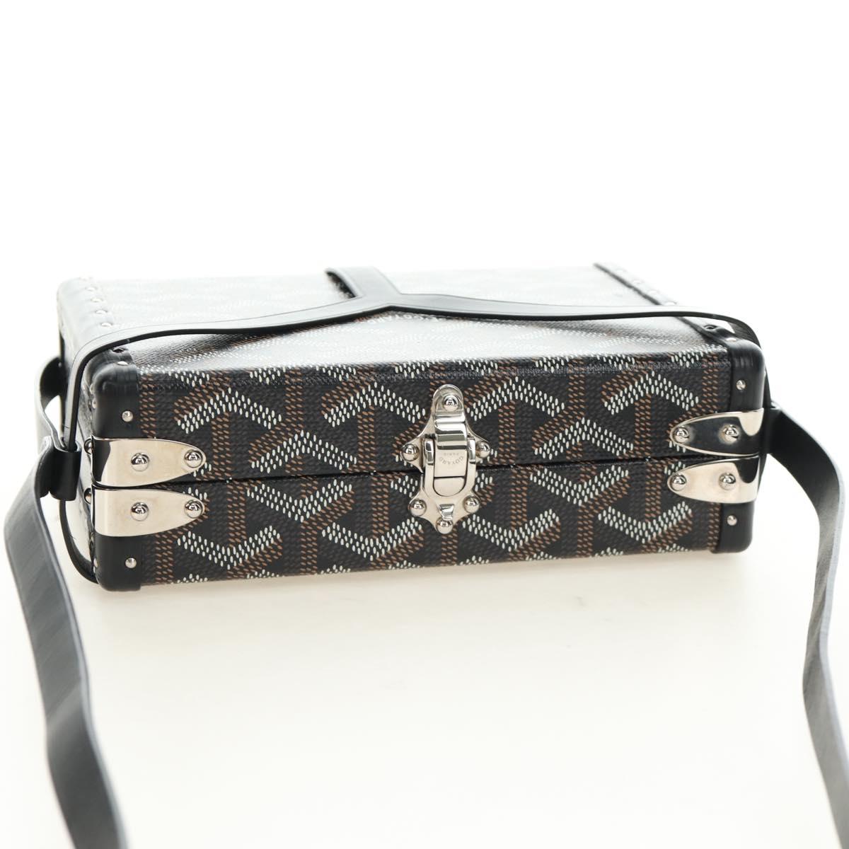 GOYARD Herringbone Minodiere Trunk Bag PVC Black Silver Auth 189823SM