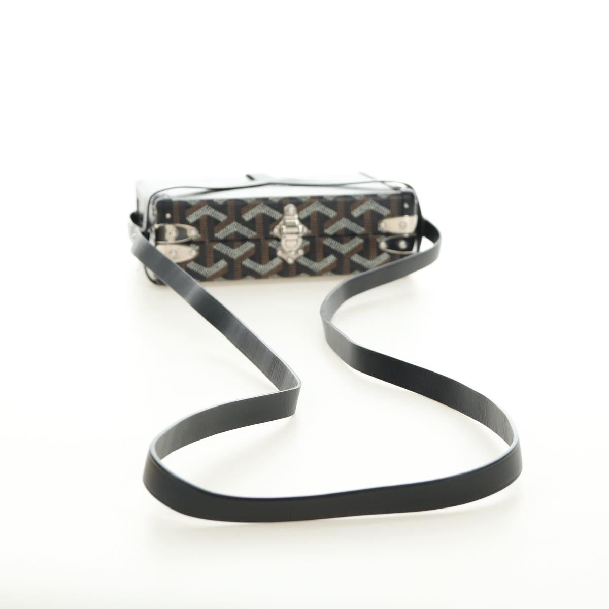 GOYARD Herringbone Minodiere Trunk Bag PVC Black Silver Auth 189823SM