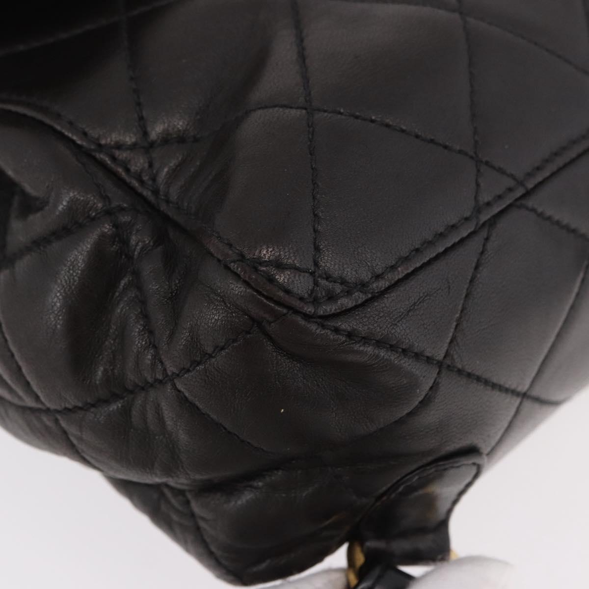 CHANEL Matelasse Backpack Lamb Skin Gold Black CC Auth 189824SAV