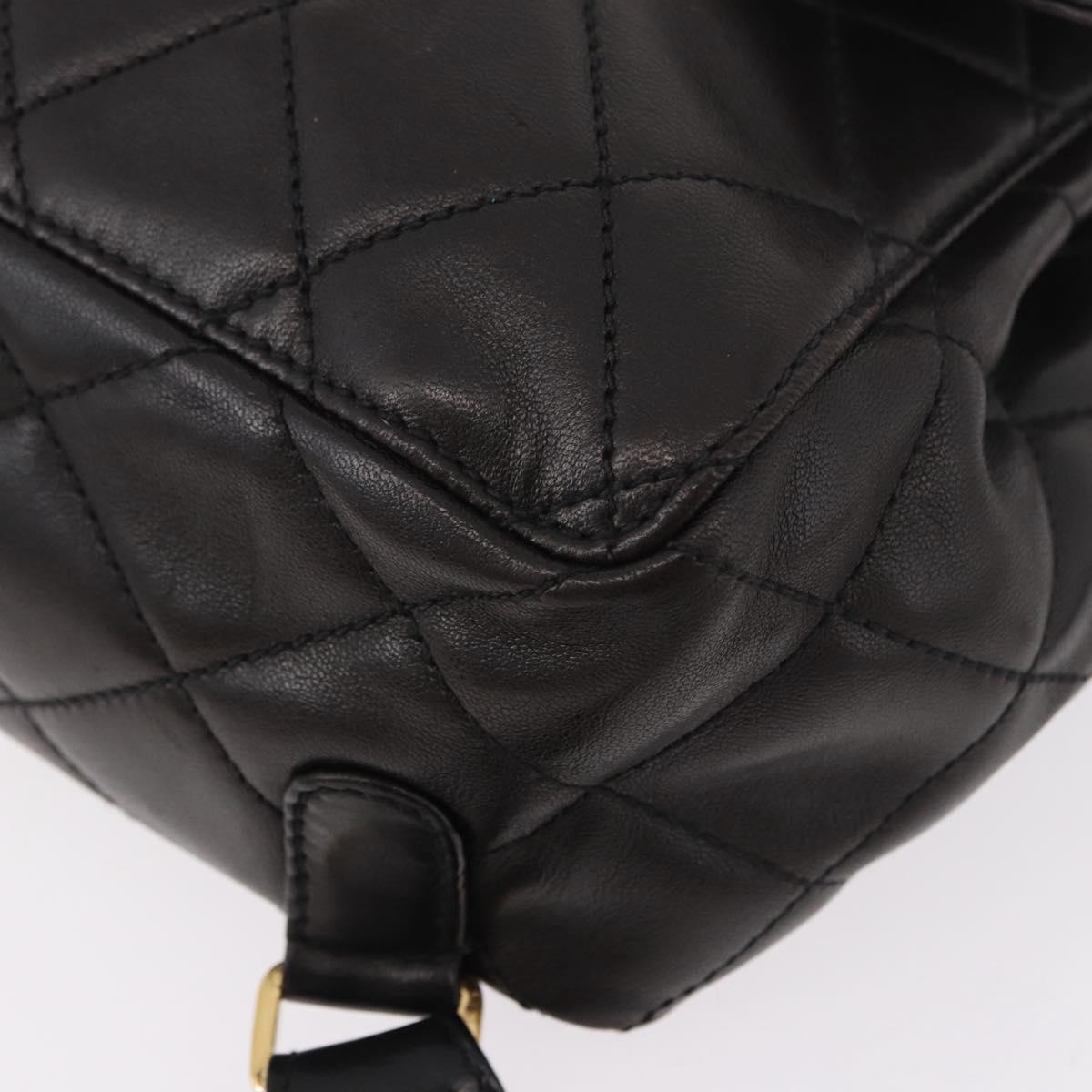 CHANEL Matelasse Backpack Lamb Skin Gold Black CC Auth 189824SAV