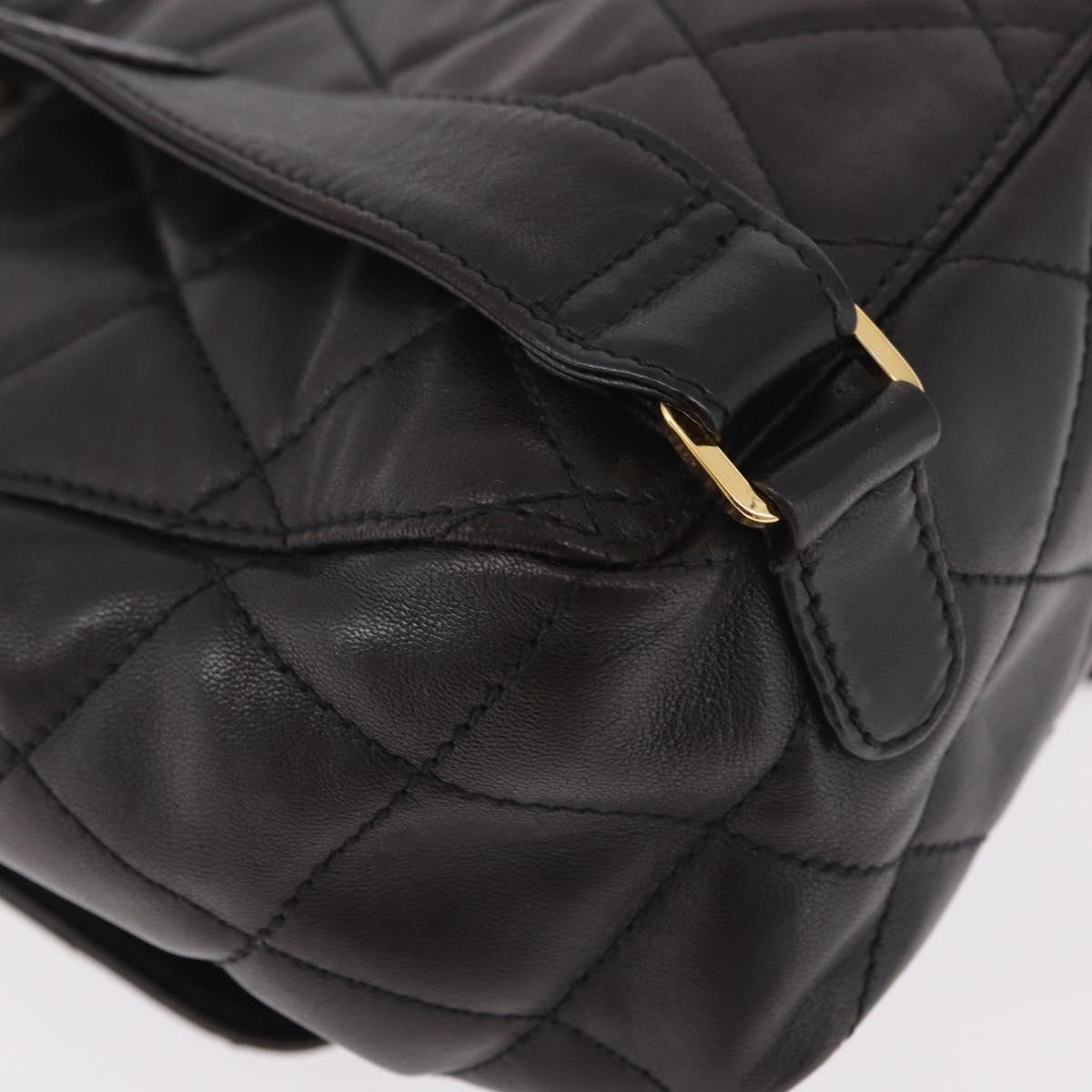 CHANEL Matelasse Backpack Lamb Skin Gold Black CC Auth 189824SAV