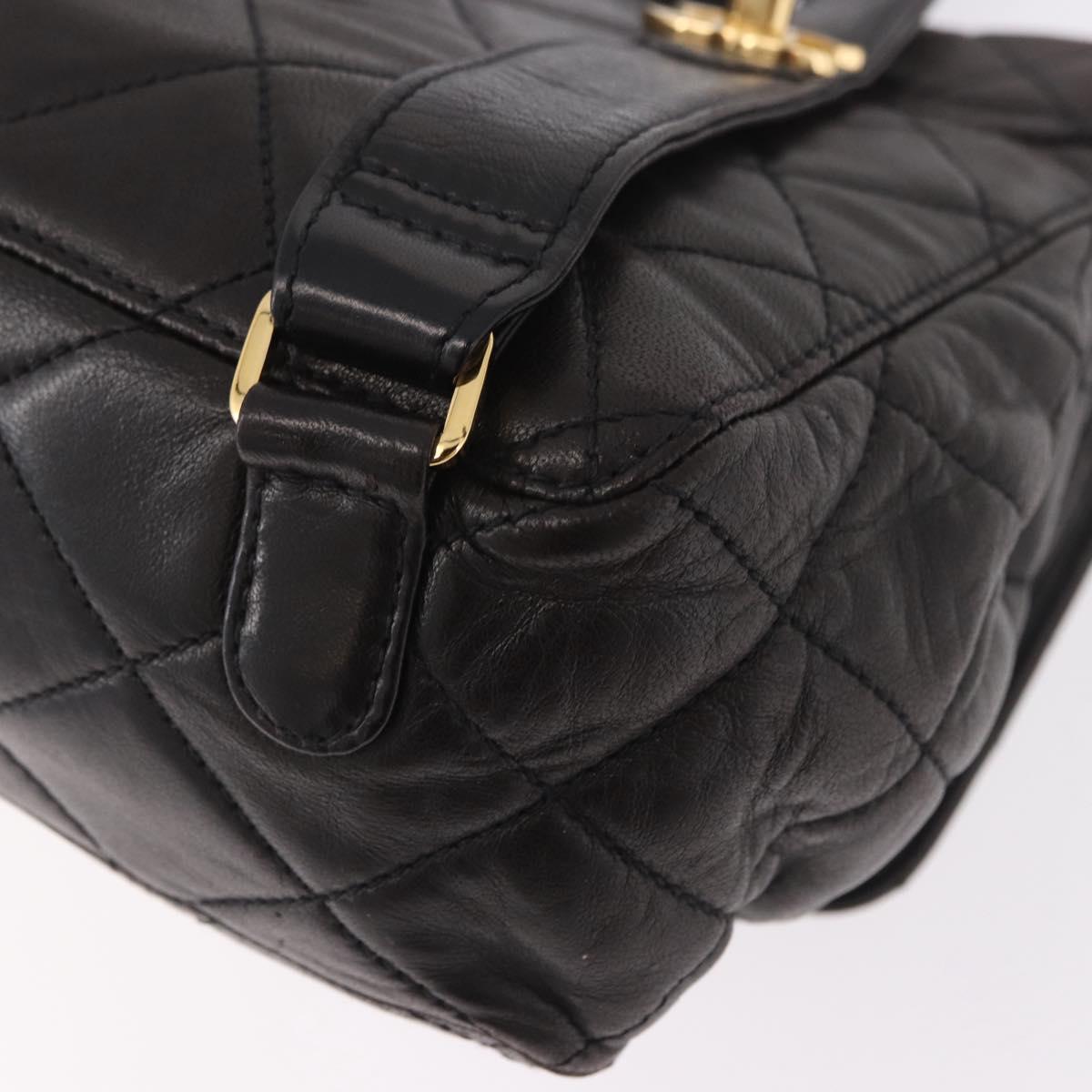 CHANEL Matelasse Backpack Lamb Skin Gold Black CC Auth 189824SAV