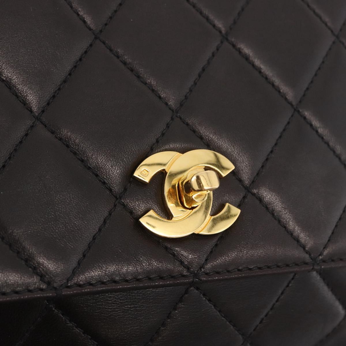 CHANEL Matelasse Backpack Lamb Skin Gold Black CC Auth 189824SAV