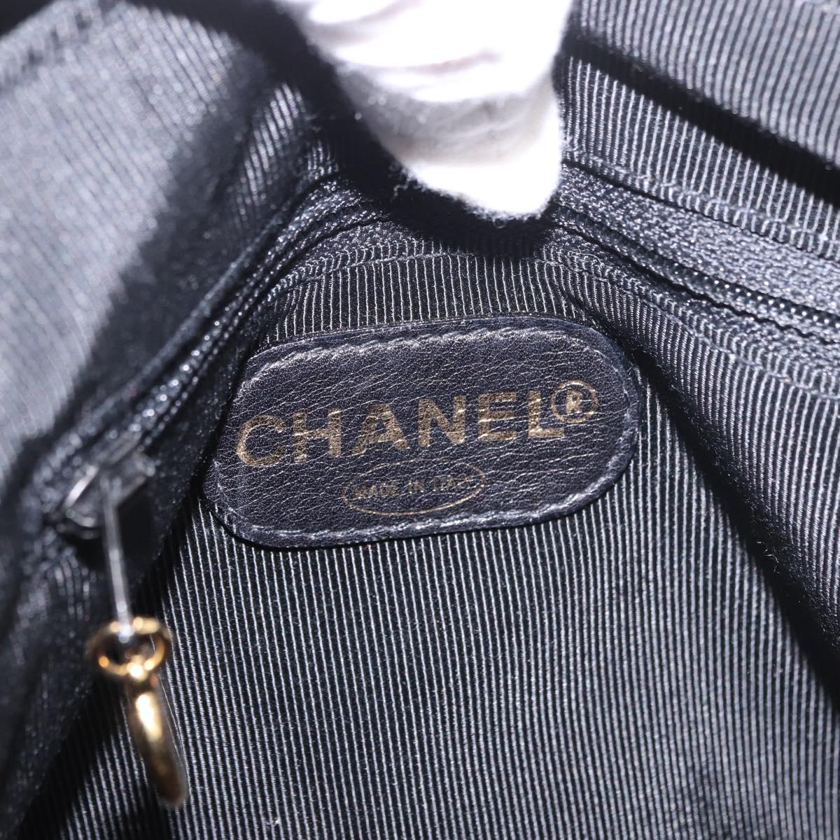 CHANEL Matelasse Backpack Lamb Skin Gold Black CC Auth 189824SAV