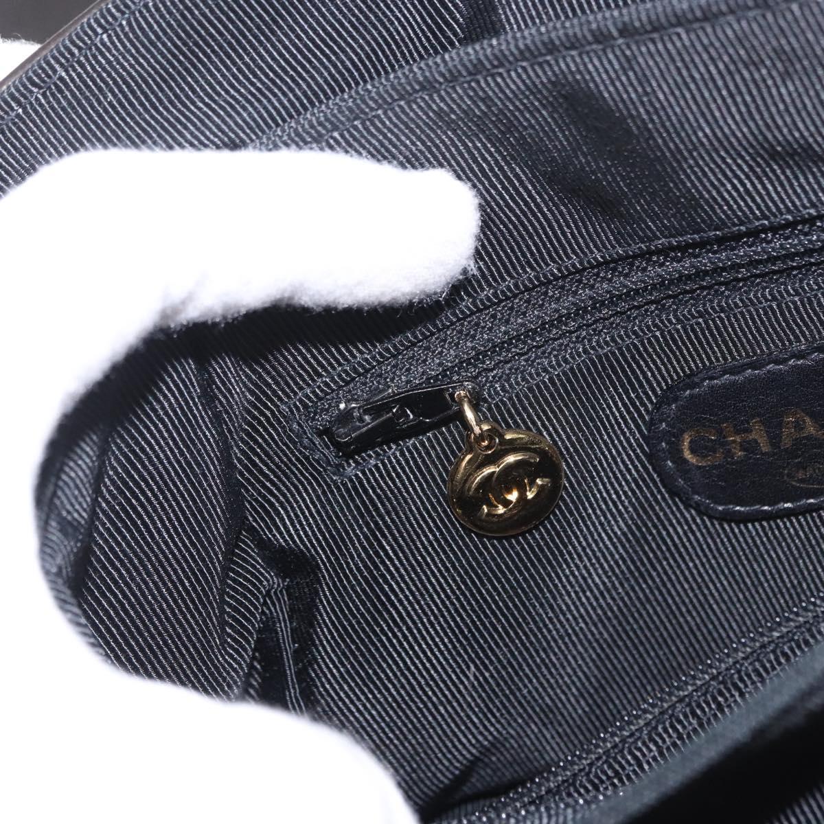 CHANEL Matelasse Backpack Lamb Skin Gold Black CC Auth 189824SAV