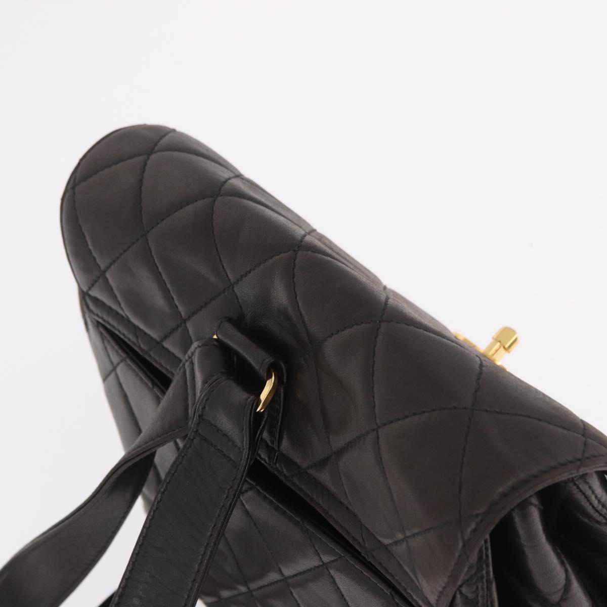 CHANEL Matelasse Backpack Lamb Skin Gold Black CC Auth 189824SAV