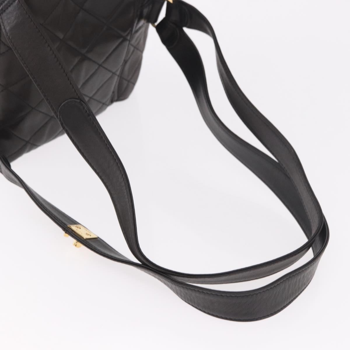 CHANEL Matelasse Backpack Lamb Skin Gold Black CC Auth 189824SAV