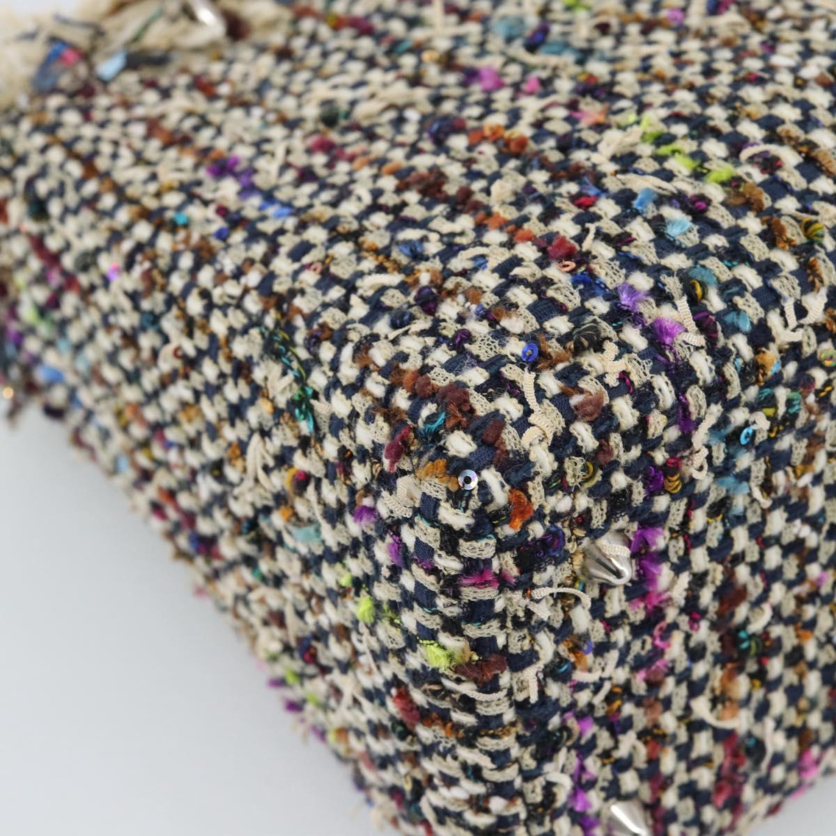 CHANEL Lady Dior Chain Hand Bag tweed 2way Multicolor Silver CC Auth 189825SM