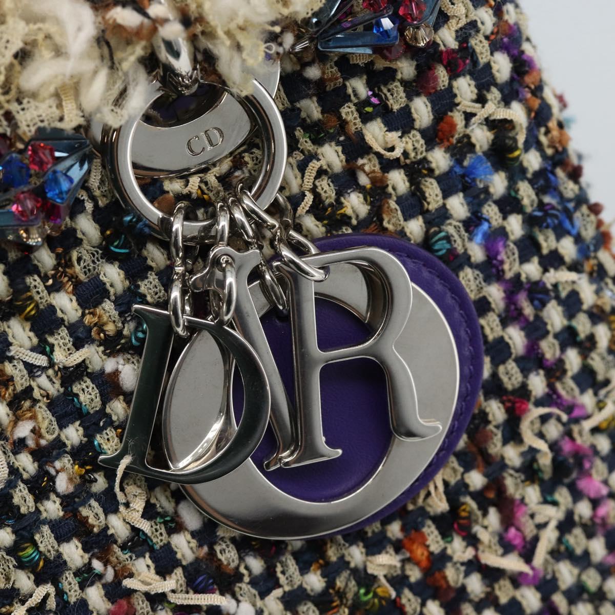 CHANEL Lady Dior Chain Hand Bag tweed 2way Multicolor Silver CC Auth 189825SM