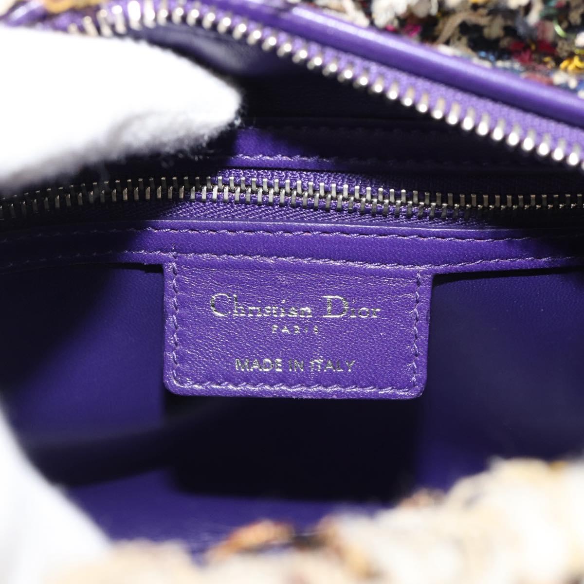 CHANEL Lady Dior Chain Hand Bag tweed 2way Multicolor Silver CC Auth 189825SM