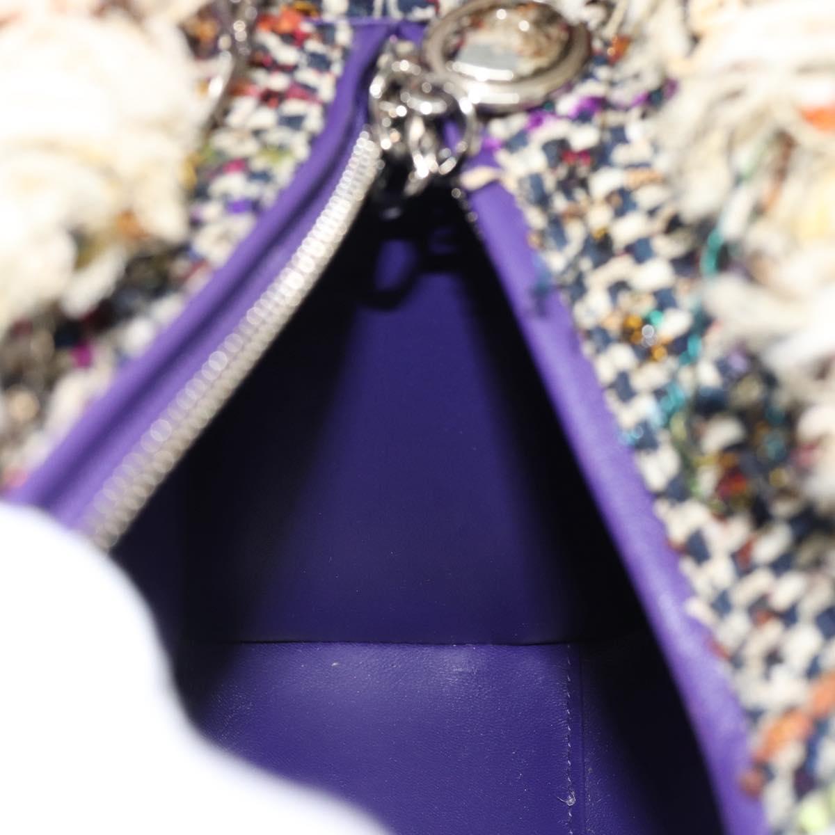 CHANEL Lady Dior Chain Hand Bag tweed 2way Multicolor Silver CC Auth 189825SM