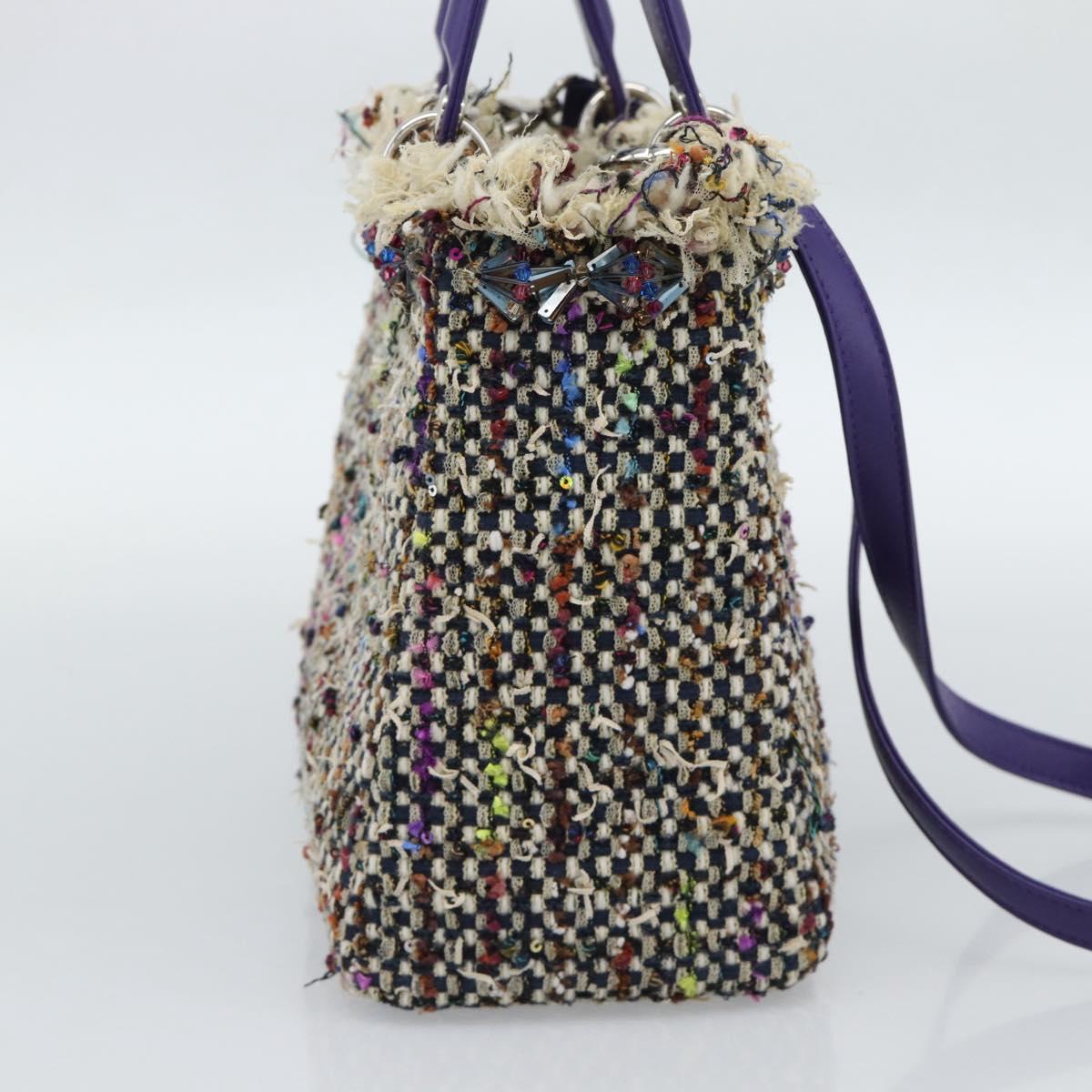 CHANEL Lady Dior Chain Hand Bag tweed 2way Multicolor Silver CC Auth 189825SM