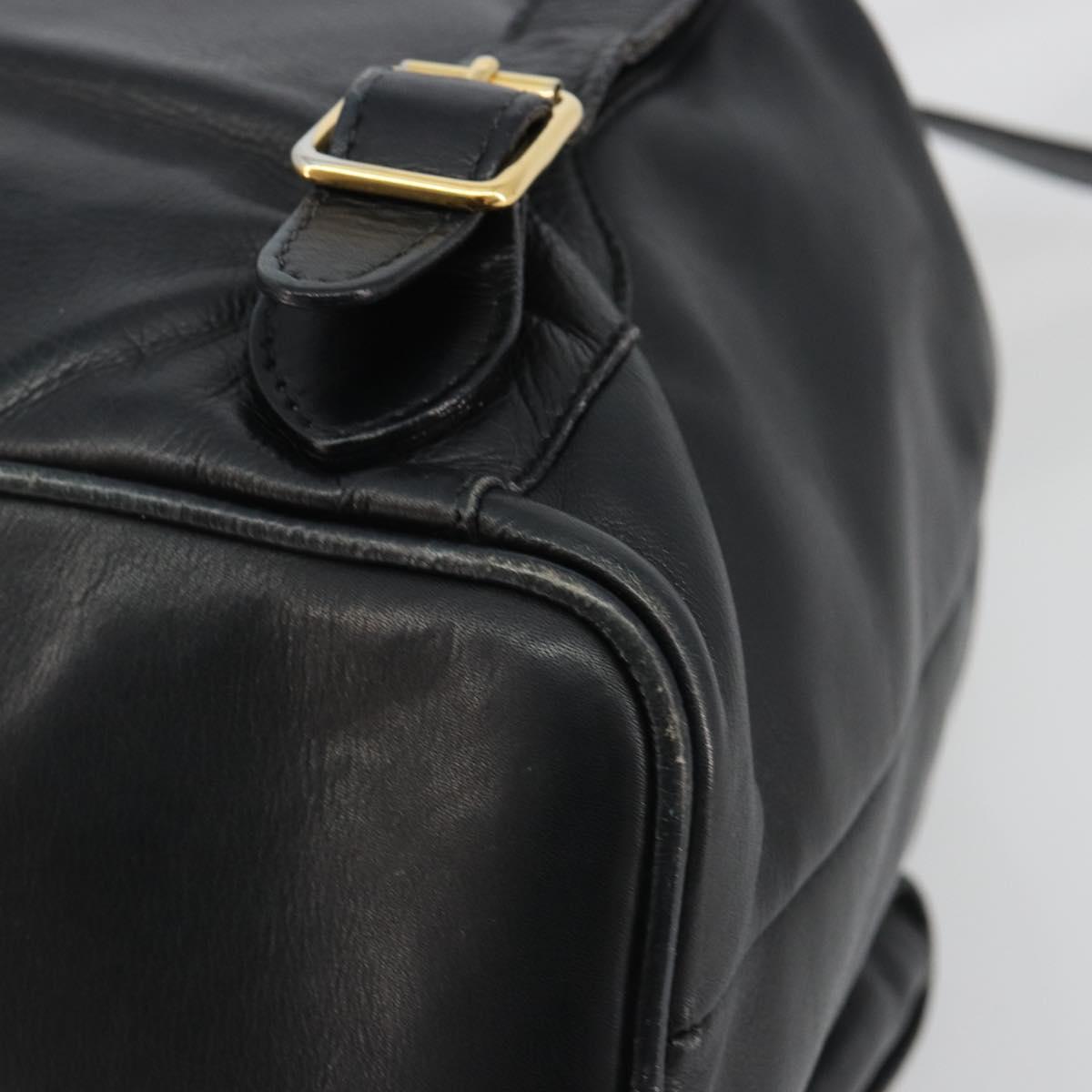 GUCCI Bamboo Backpack Leather Black Gold 003 1998 0016 Auth 189830