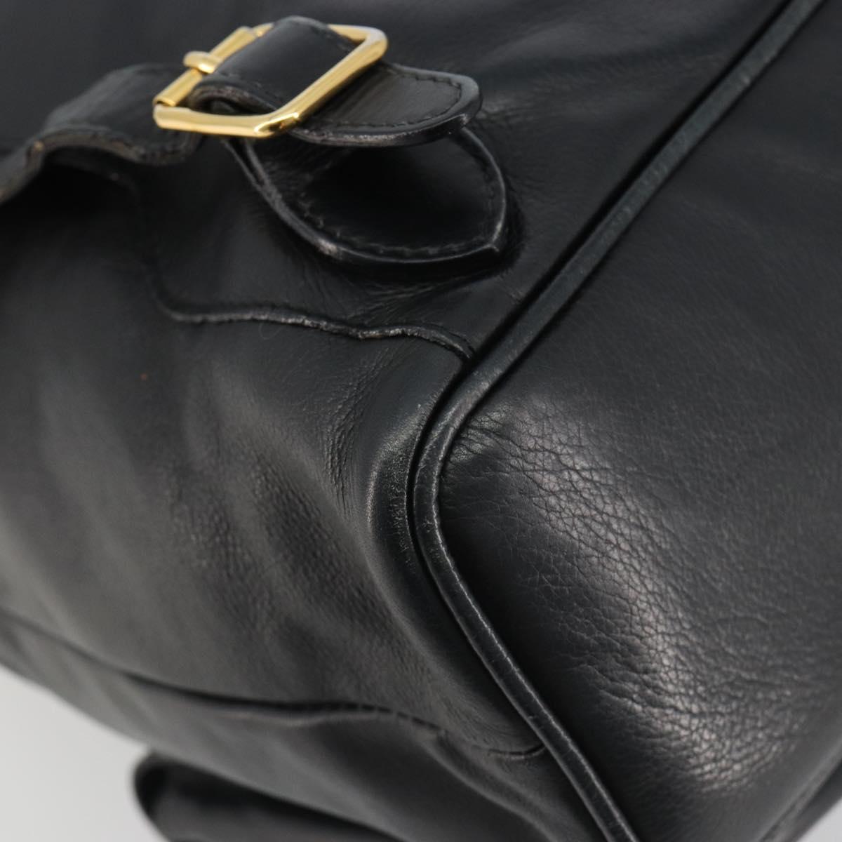 GUCCI Bamboo Backpack Leather Black Gold 003 1998 0016 Auth 189830