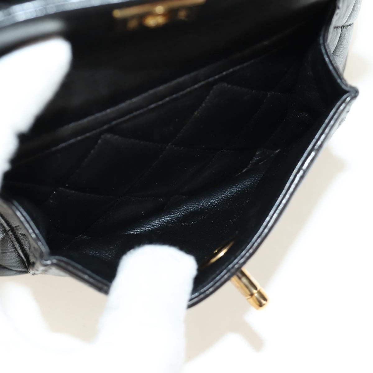 CHANEL Matelasse Chain Backpack Lamb Skin Gold Black CC Auth 189831SV