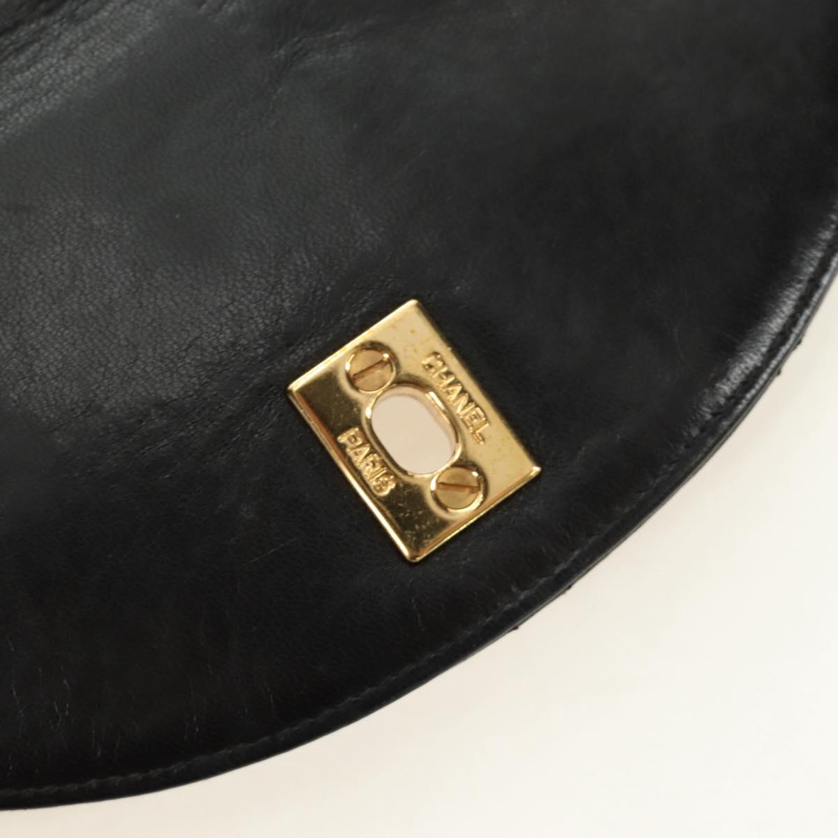 CHANEL Matelasse Chain Backpack Lamb Skin Gold Black CC Auth 189831SV