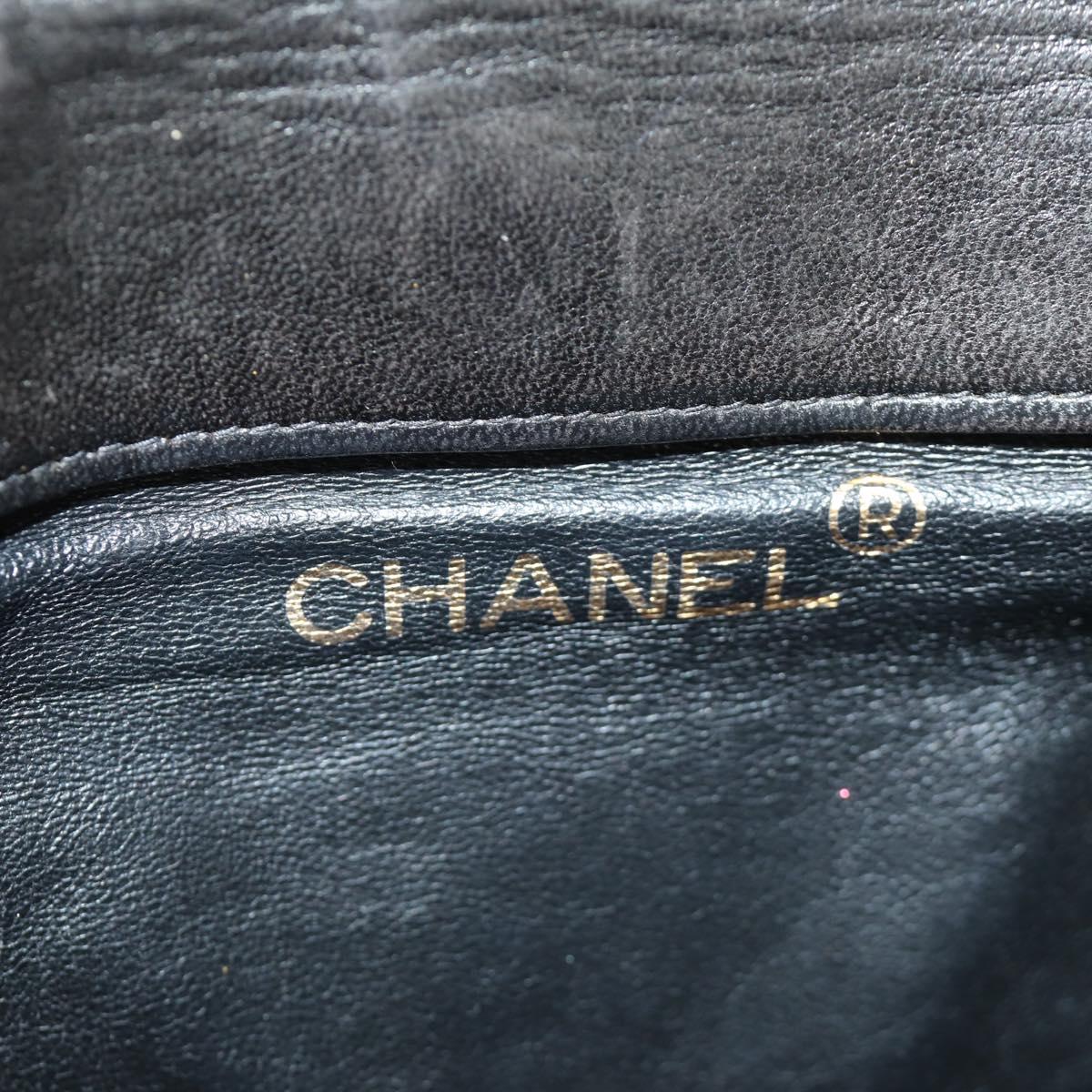 CHANEL Matelasse Chain Backpack Lamb Skin Gold Black CC Auth 189831SV