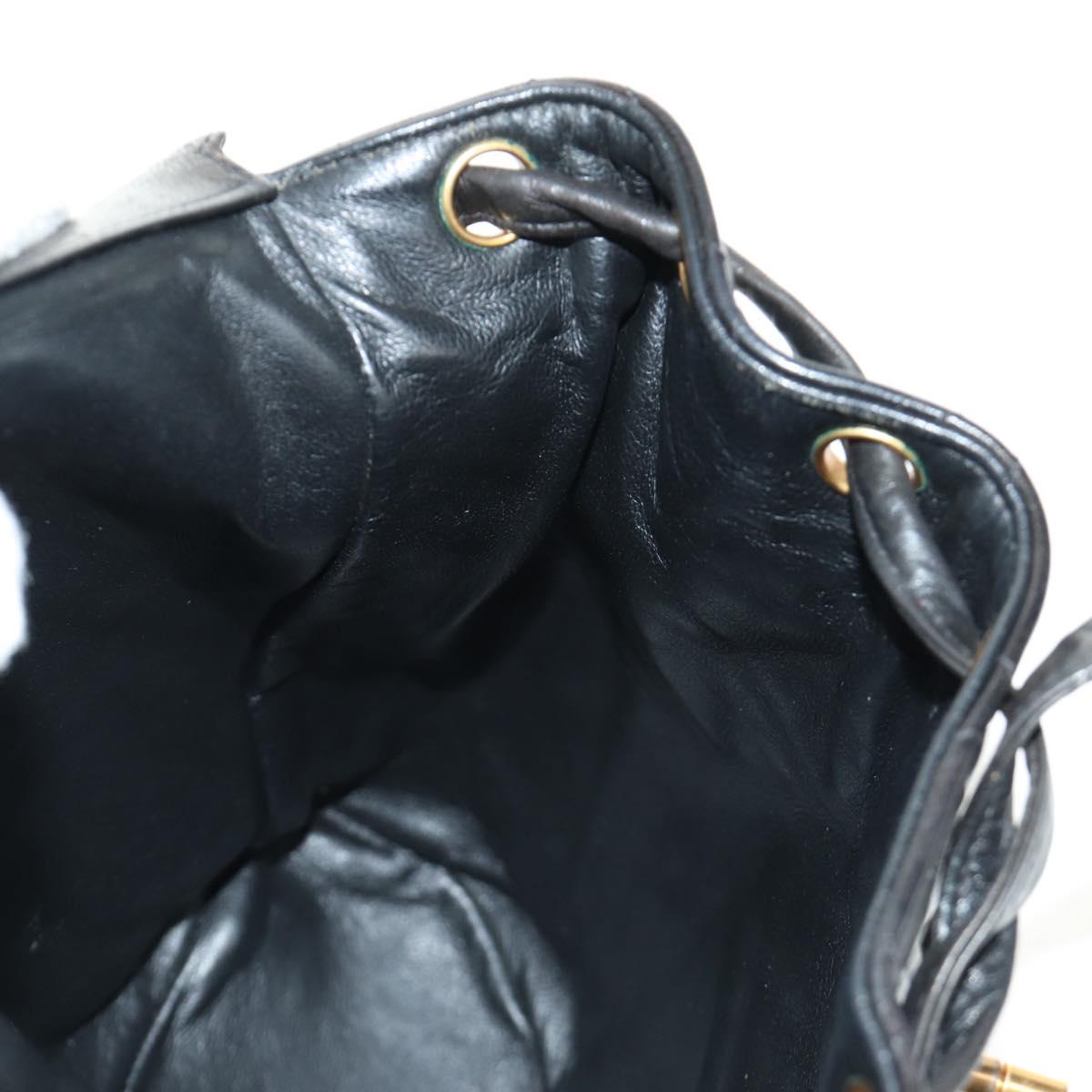 CHANEL Matelasse Chain Backpack Lamb Skin Gold Black CC Auth 189831SV