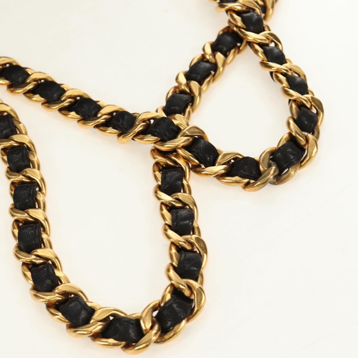 CHANEL Matelasse Chain Backpack Lamb Skin Gold Black CC Auth 189831SV