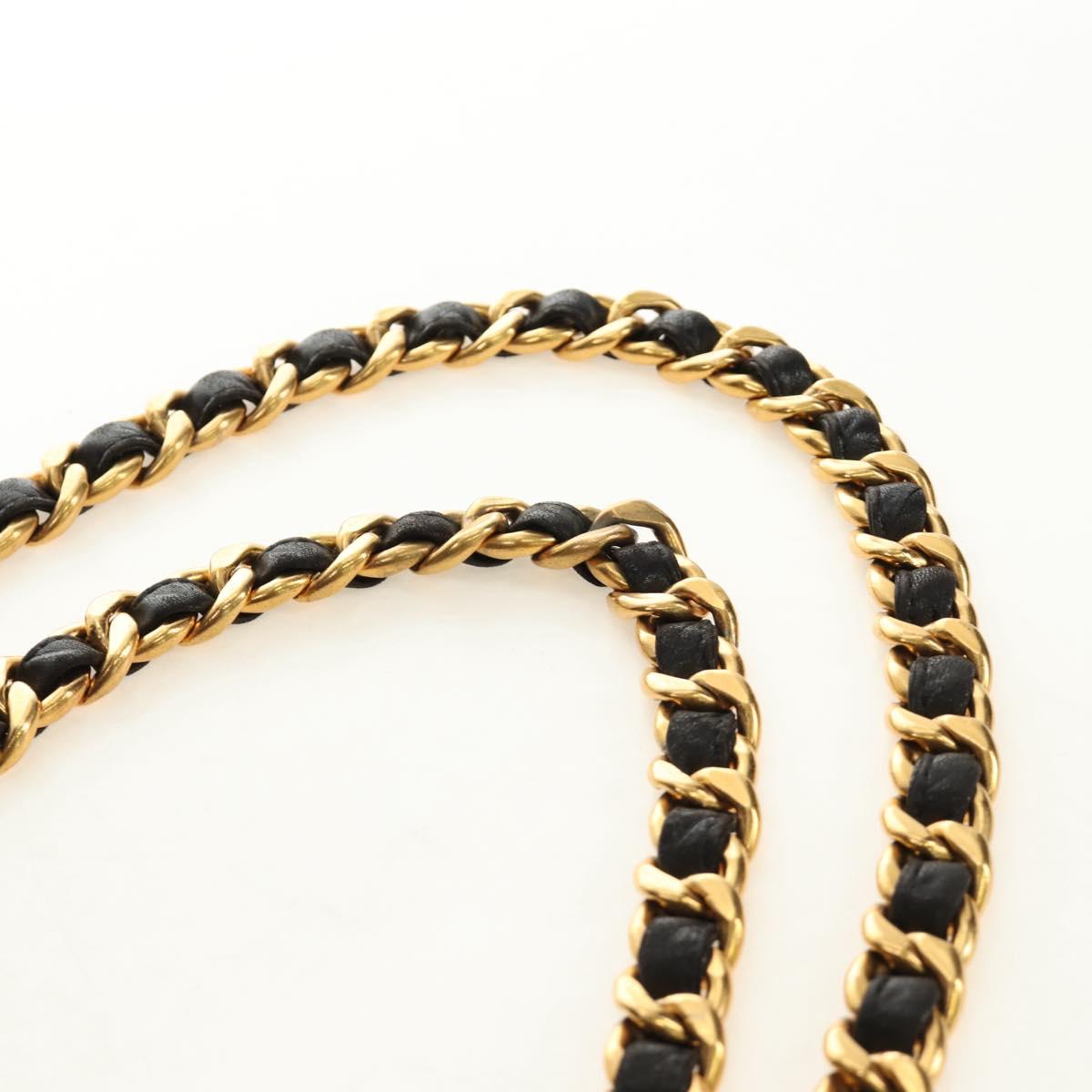 CHANEL Matelasse Chain Backpack Lamb Skin Gold Black CC Auth 189831SV