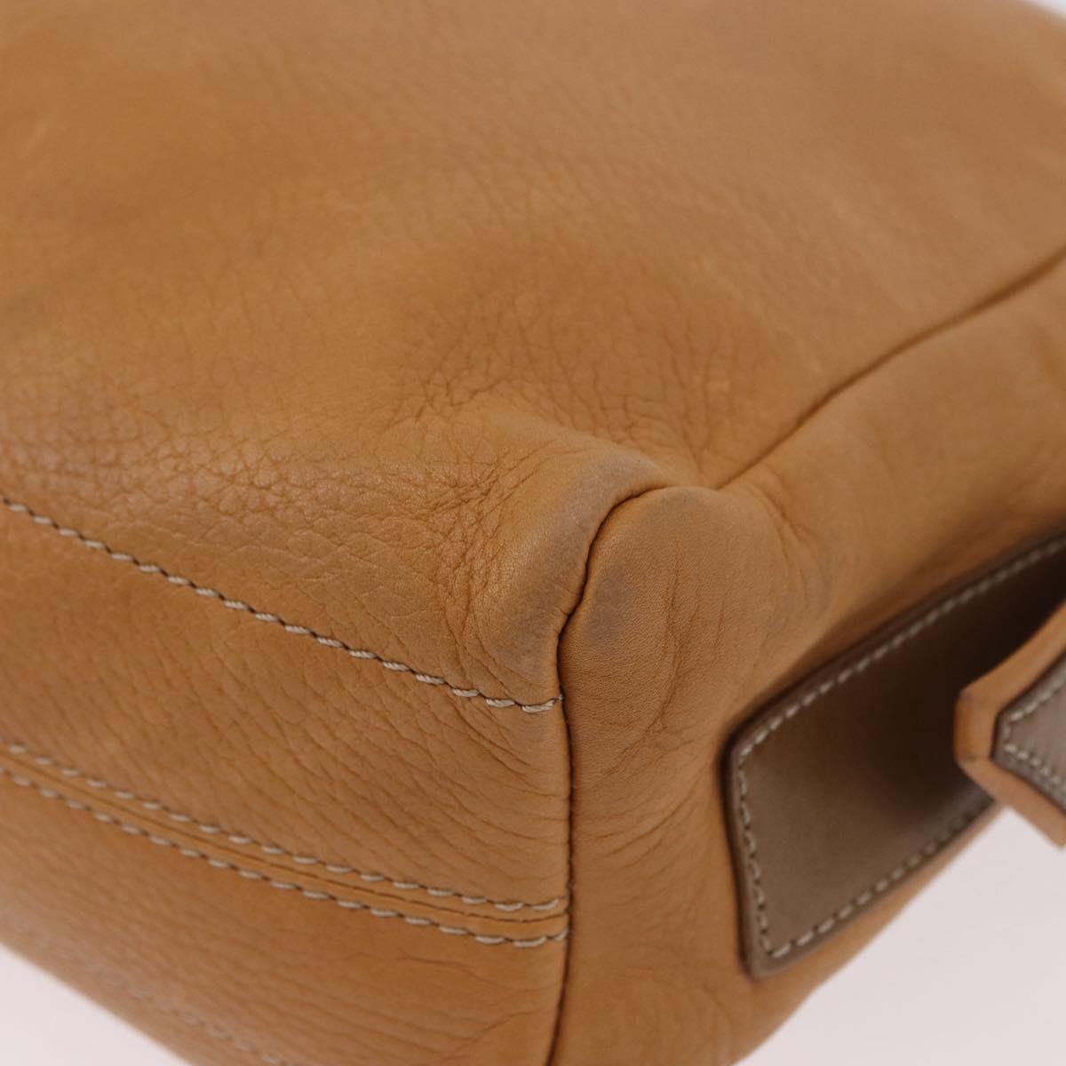 LOEWE Shoulder Bag Leather Beige Gold Auth 189838A