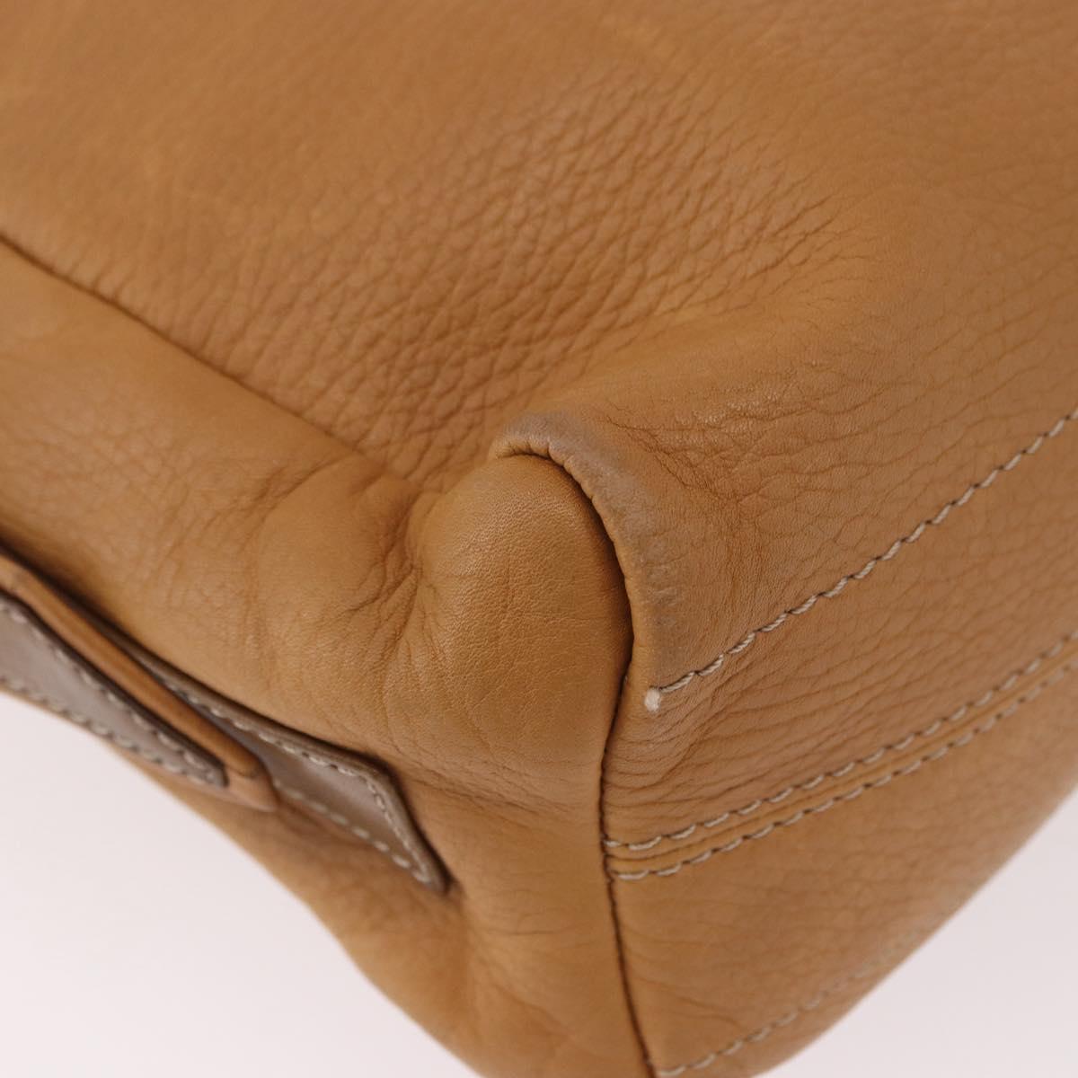 LOEWE Shoulder Bag Leather Beige Gold Auth 189838A