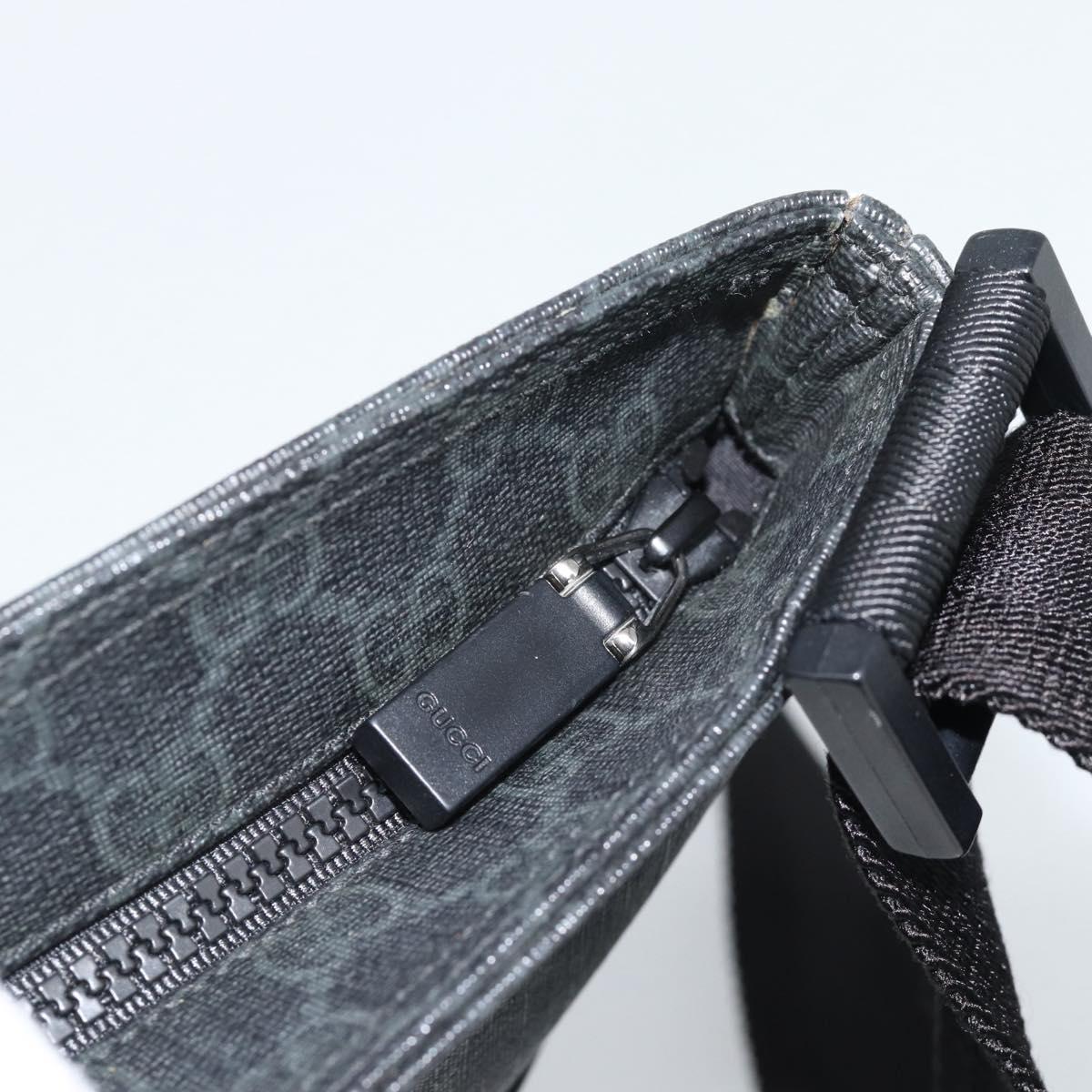 GUCCI GG Supreme Shoulder Bag PVC Black Silver 162904 Auth 189839