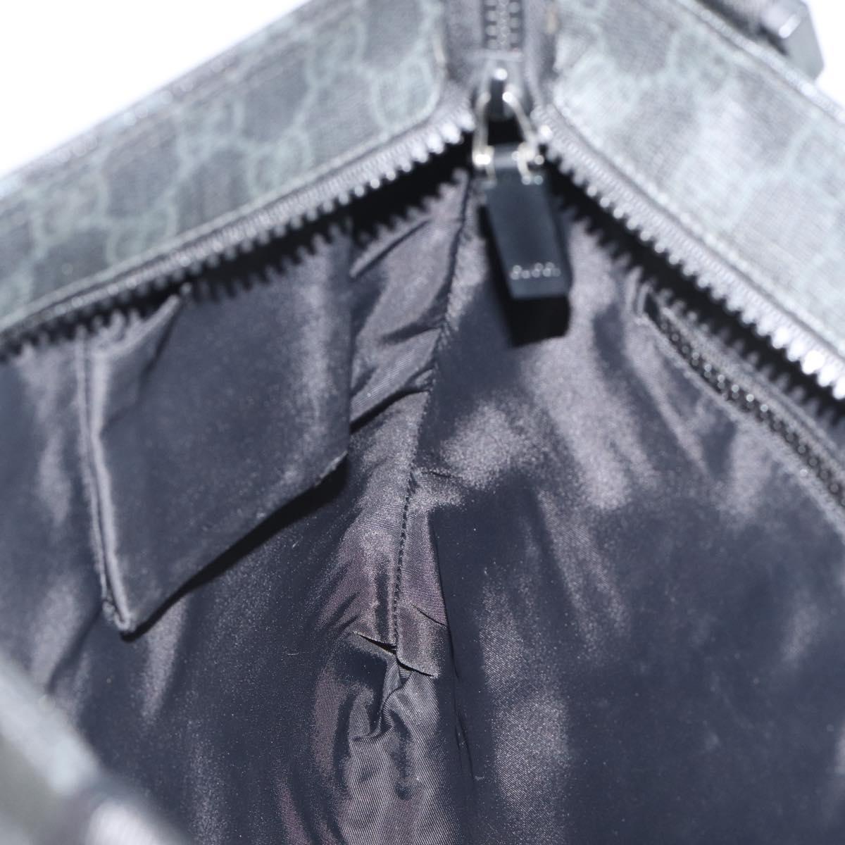 GUCCI GG Supreme Shoulder Bag PVC Black Silver 162904 Auth 189839