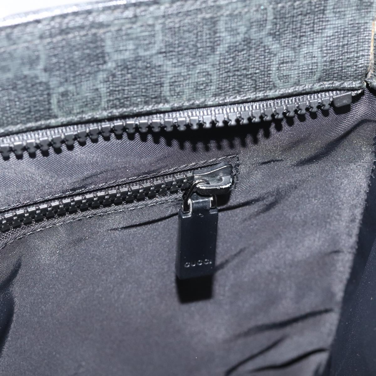 GUCCI GG Supreme Shoulder Bag PVC Black Silver 162904 Auth 189839
