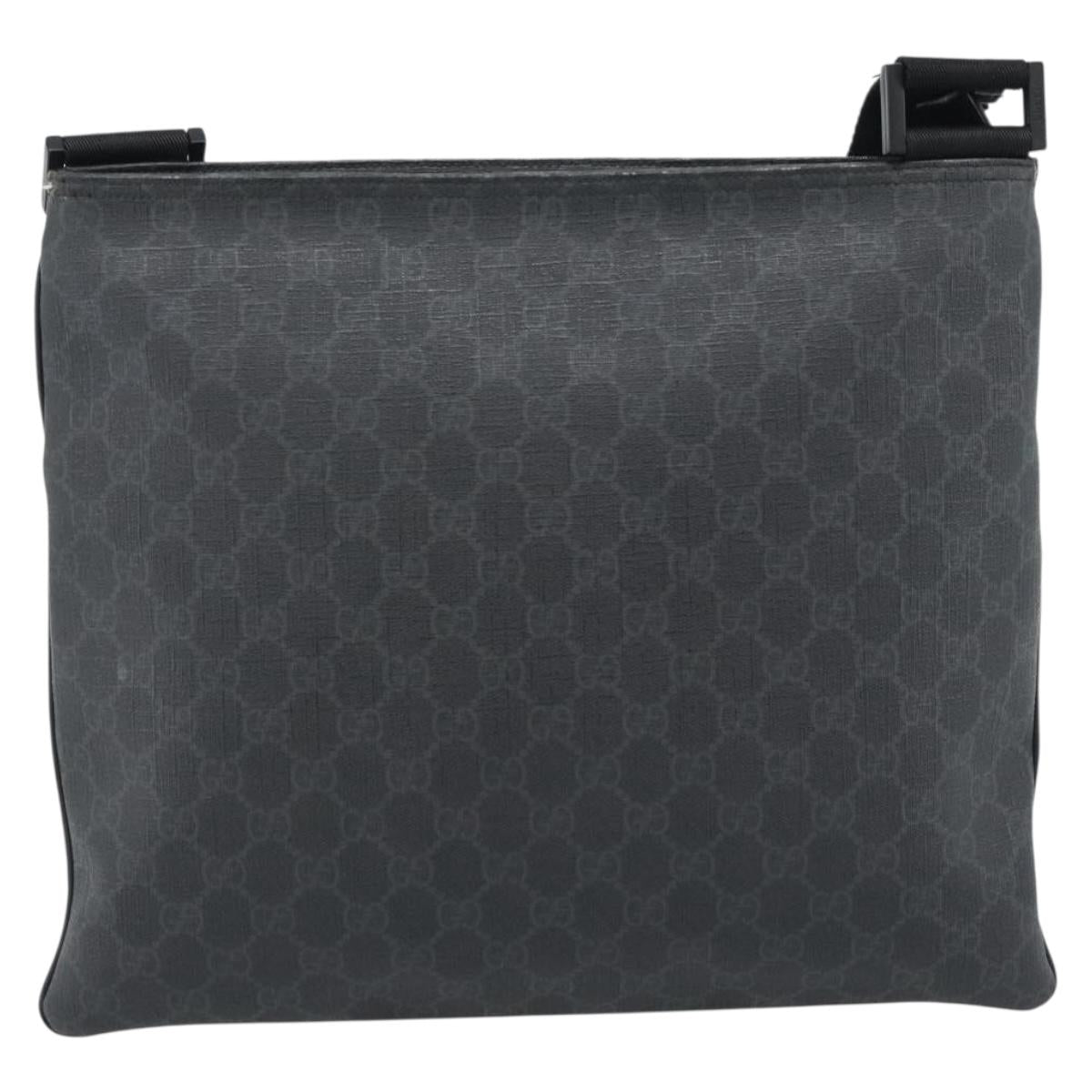 GUCCI GG Supreme Shoulder Bag PVC Black Silver 162904 Auth 189839