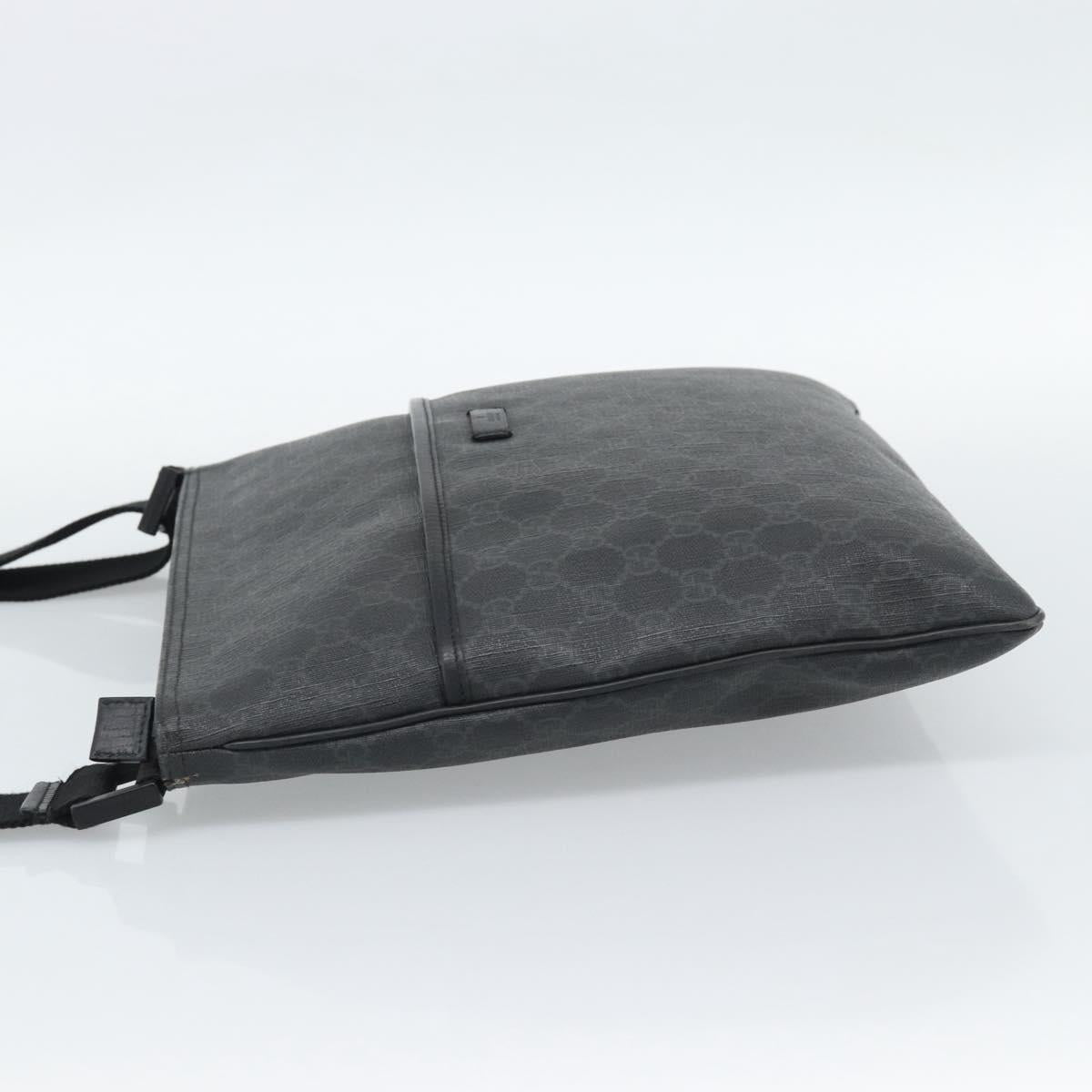 GUCCI GG Supreme Shoulder Bag PVC Black Silver 162904 Auth 189839
