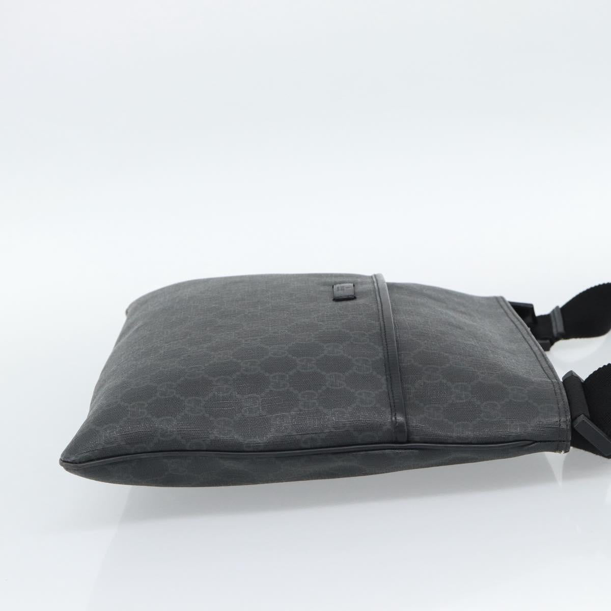 GUCCI GG Supreme Shoulder Bag PVC Black Silver 162904 Auth 189839